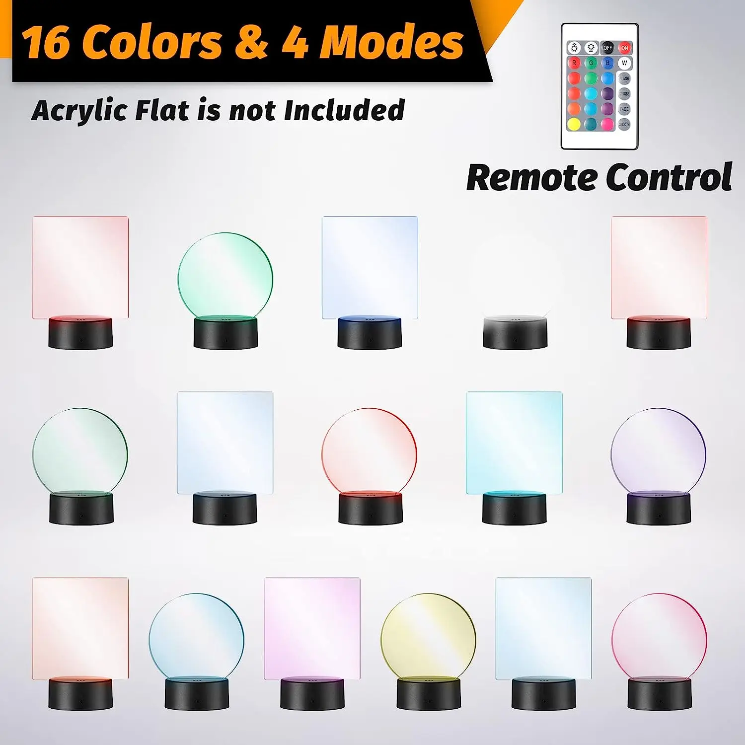 12 Pcs 3D LED Light Lamp Bases 16-Color Remote USB Stand for Acrylic Resin Glass - Image 5