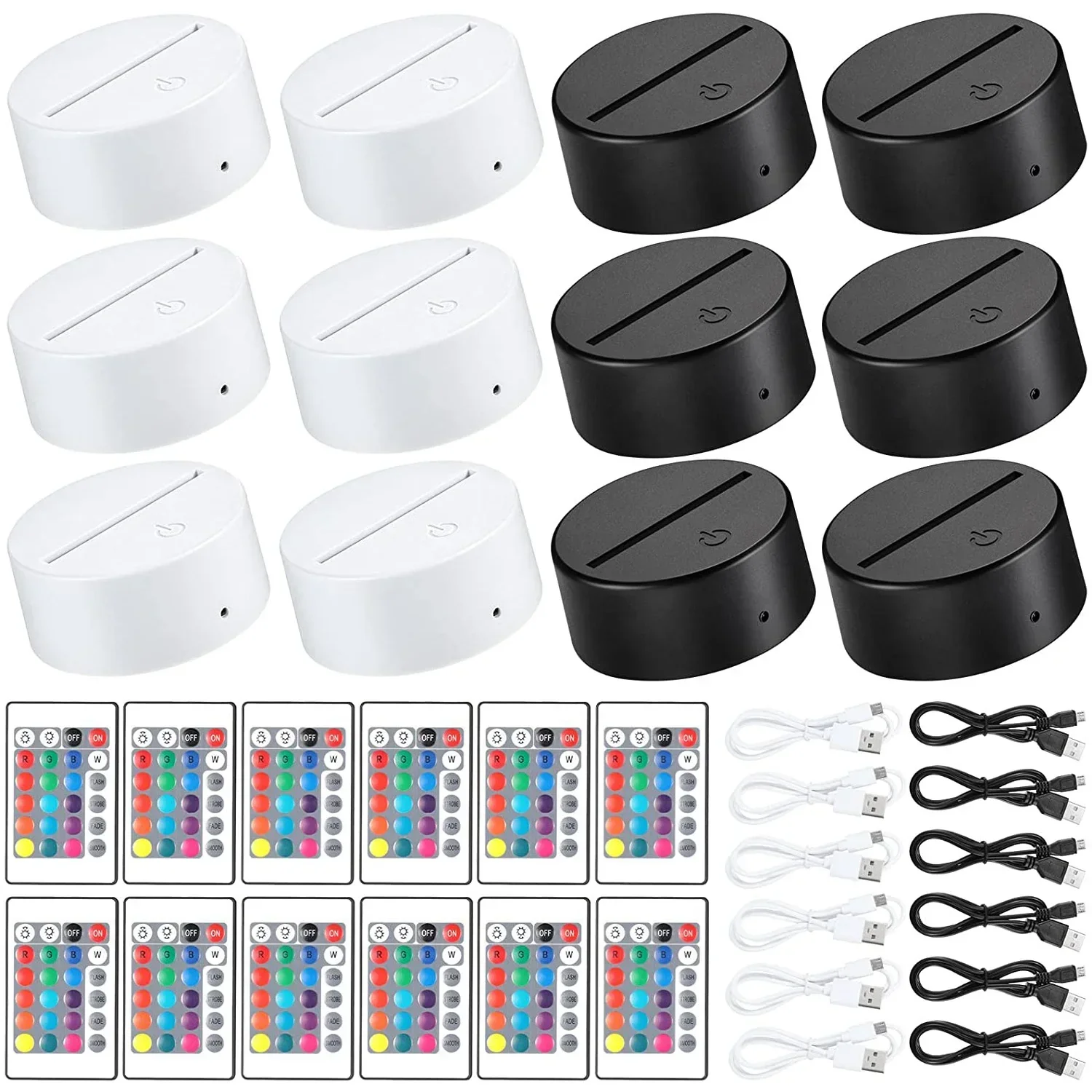 12 Pcs 3D LED Light Lamp Bases 16-Color Remote USB Stand for Acrylic Resin Glass - Image 7