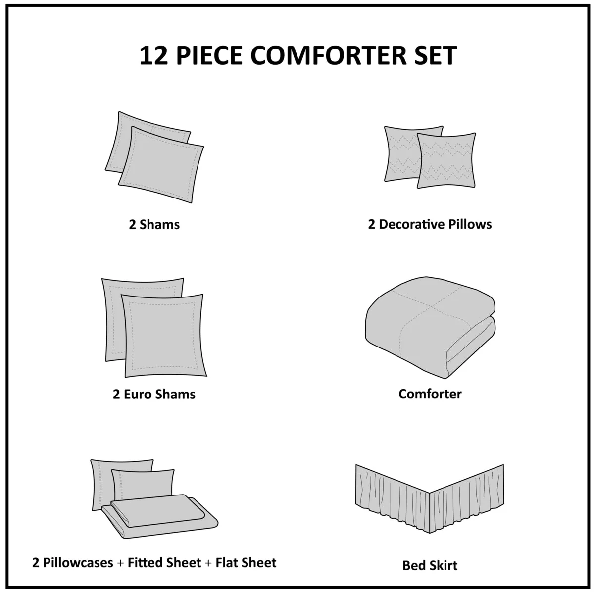 12 Piece Comforter Set with Cotton Bed Sheets Blue King - Image 2