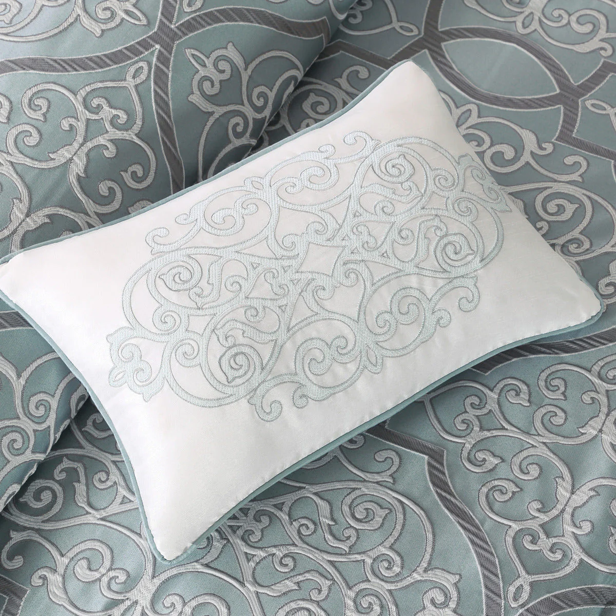 12 Piece Comforter Set with Cotton Bed Sheets Blue King - Image 7