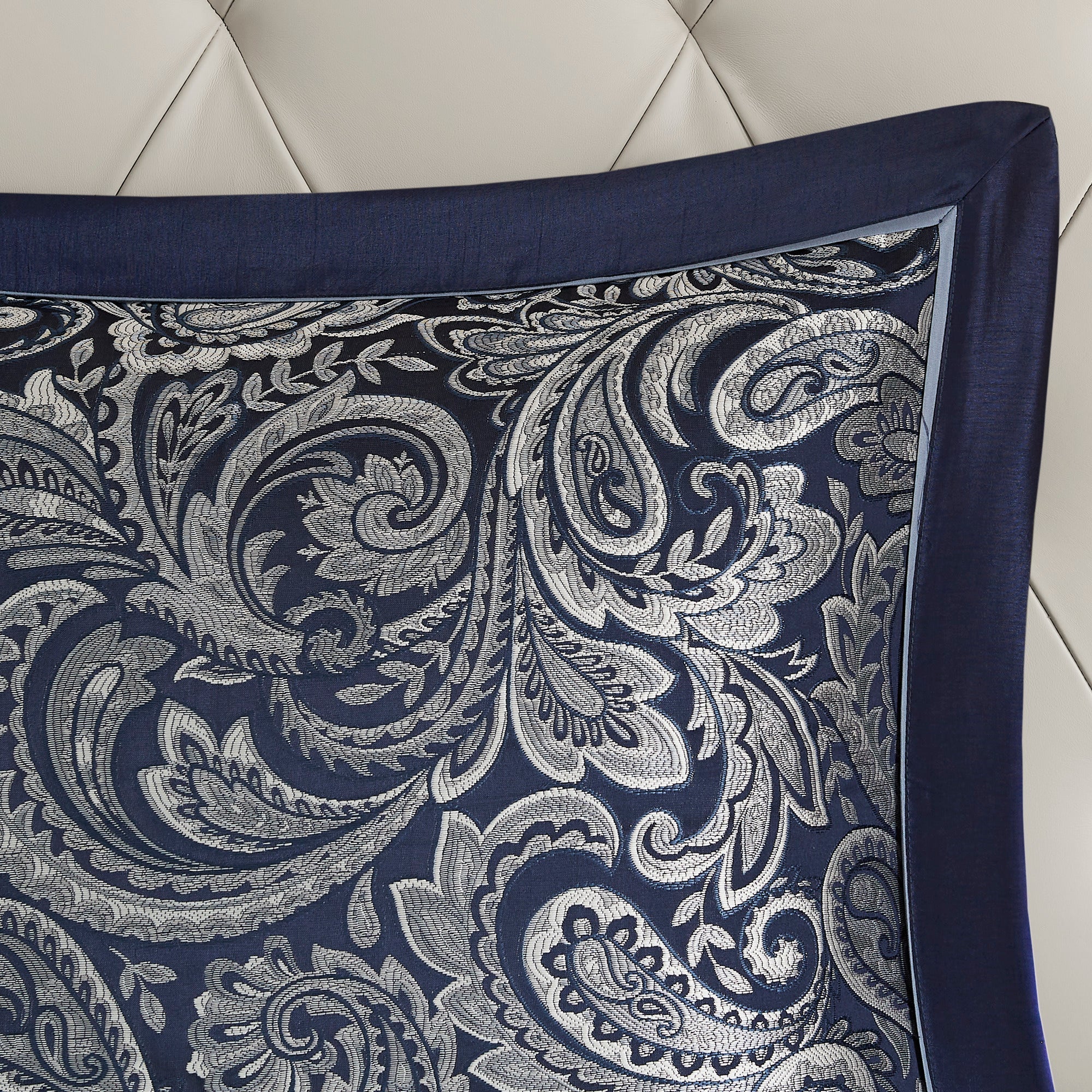 12 Piece Comforter Set with Cotton Bed Sheets Navy Cal King - Image 10