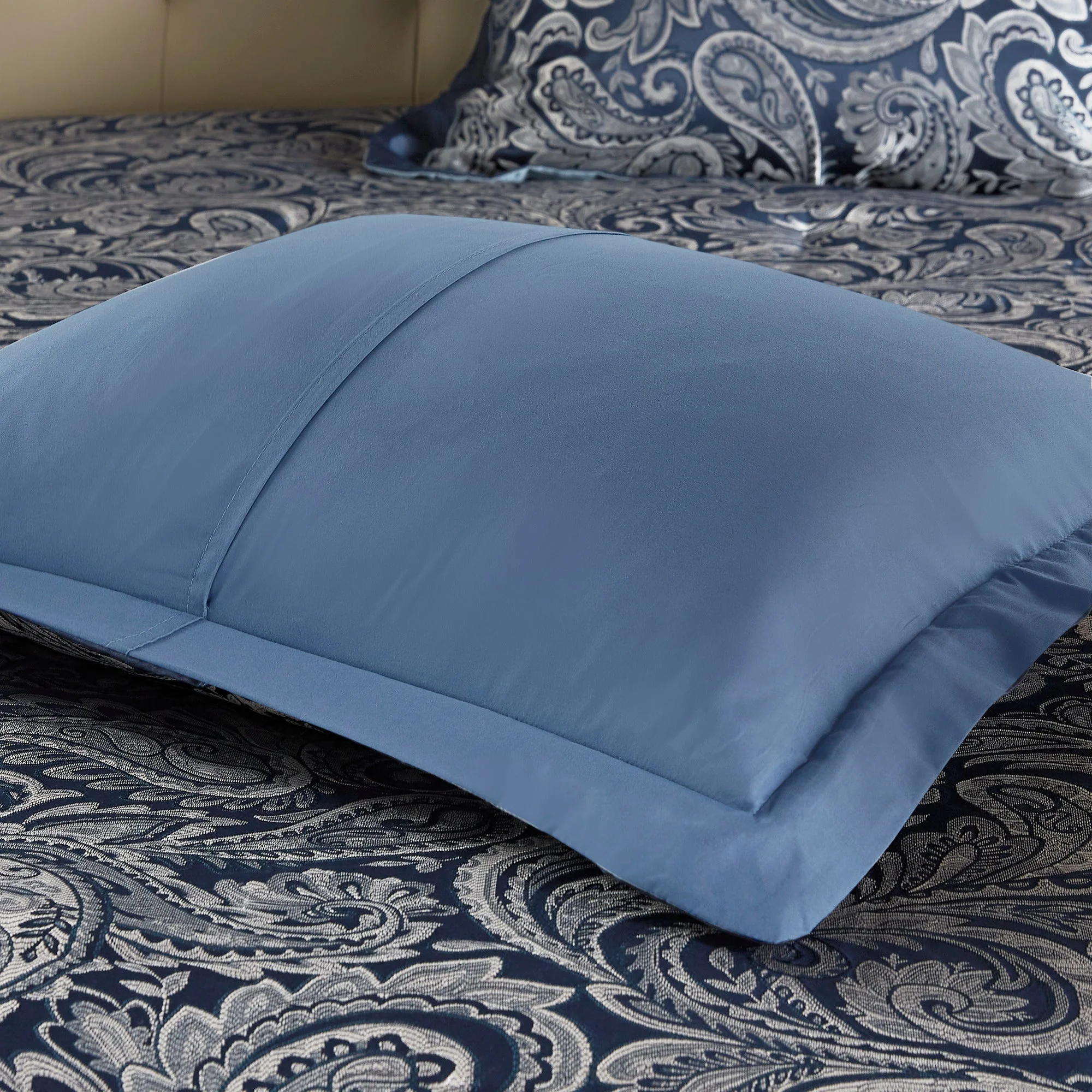 12 Piece Comforter Set with Cotton Bed Sheets Navy Cal King - Image 14