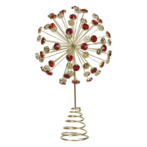 12" Red Crystal Burst Tree Topper - Image 2
