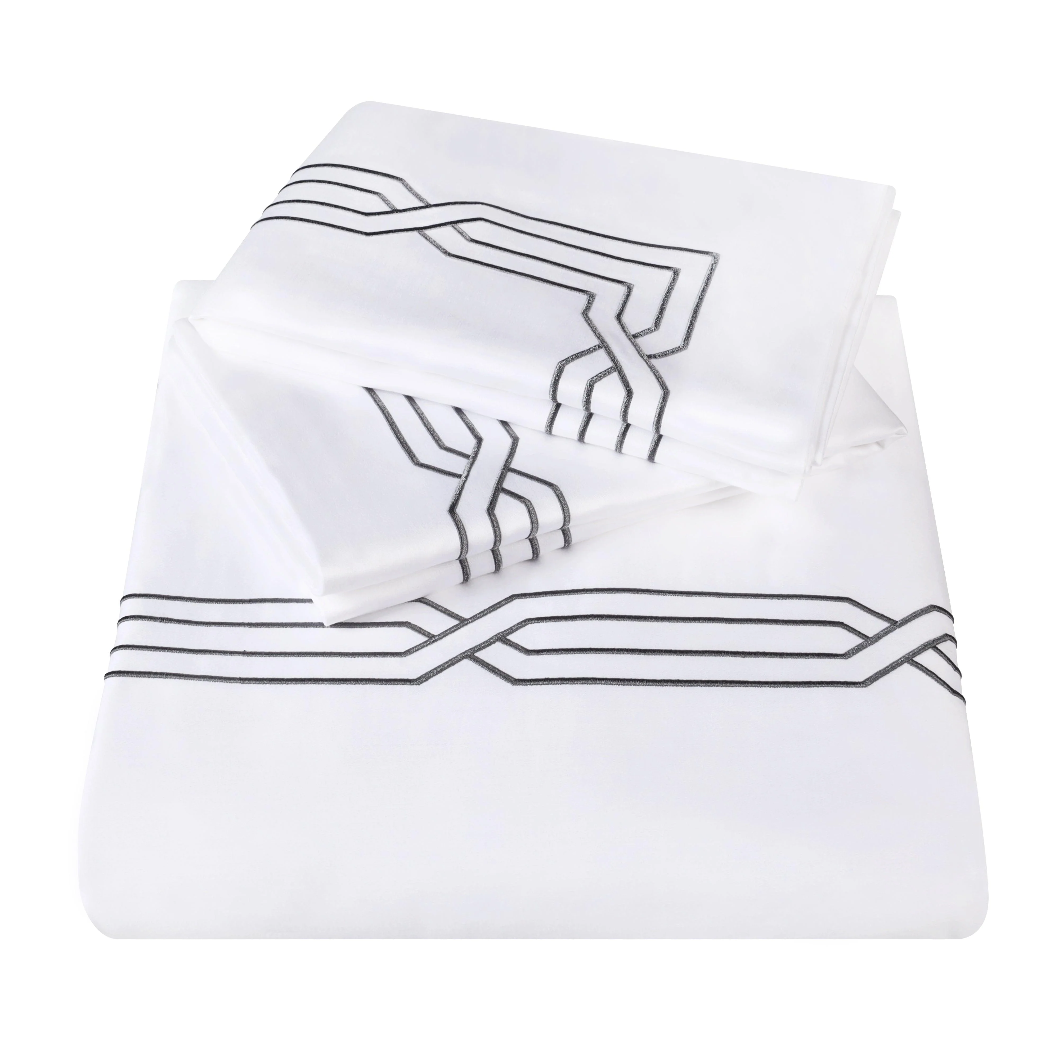 1200 Thread Count Egyptian Cotton Embroidered Scroll Duvet Cover Set - Image 13