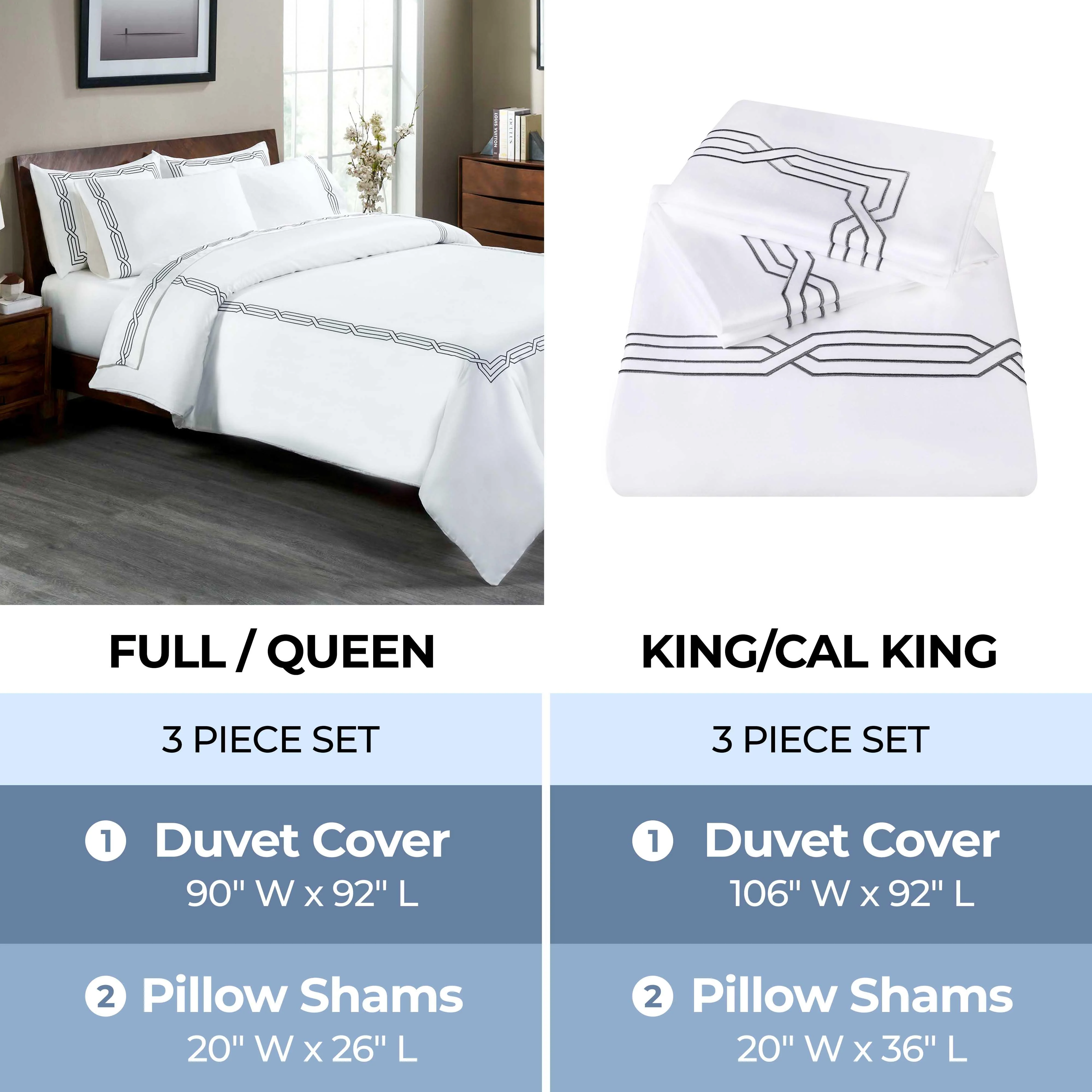 1200 Thread Count Egyptian Cotton Embroidered Scroll Duvet Cover Set - Image 23