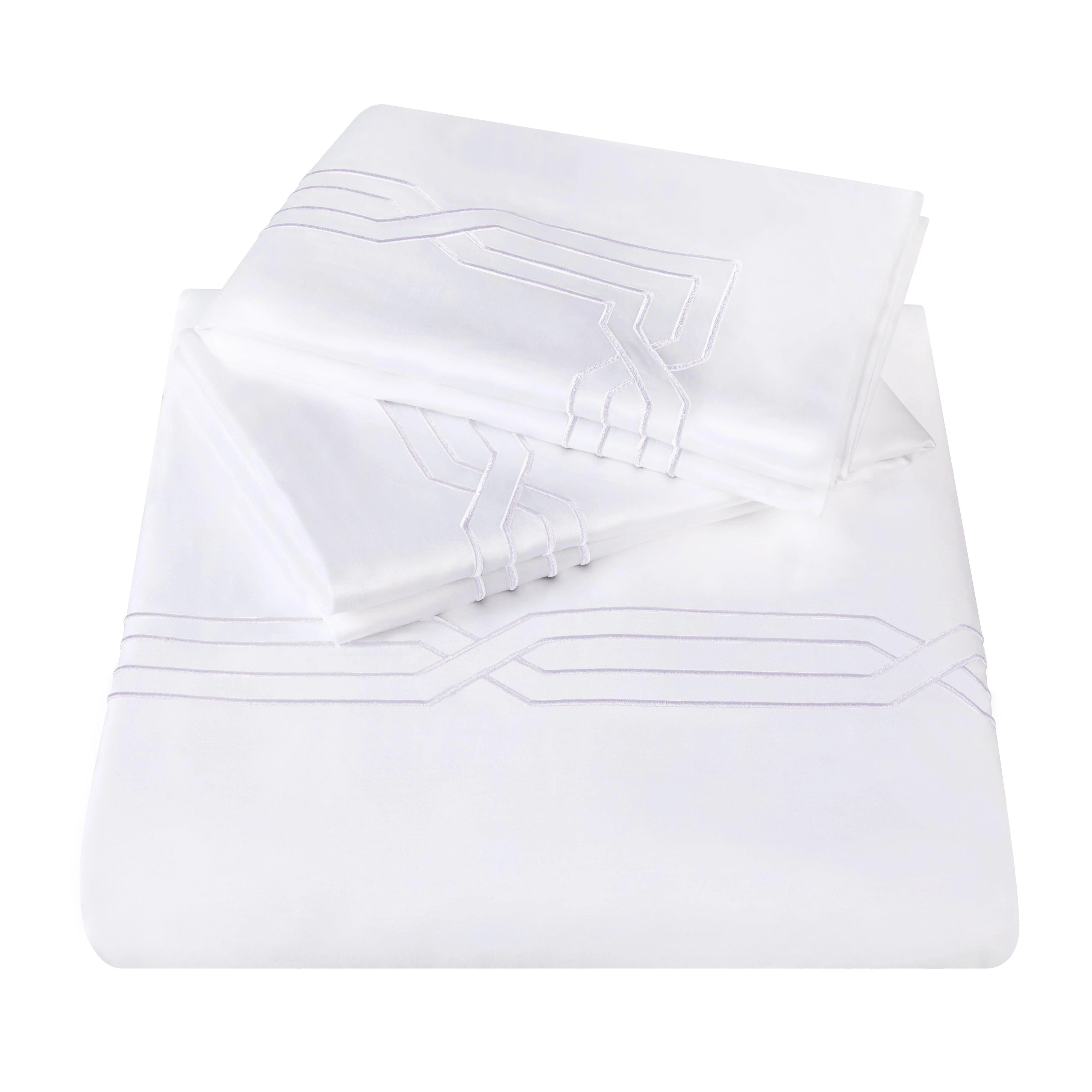 1200 Thread Count Egyptian Cotton Embroidered Scroll Duvet Cover Set - Image 5