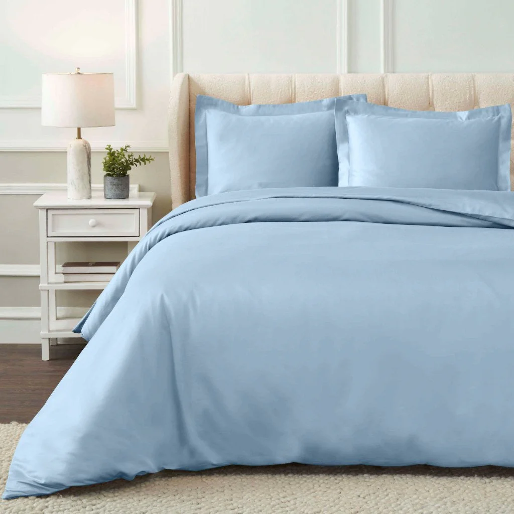 1200 Thread Count Egyptian Cotton Solid Duvet Cover Set - Image 11