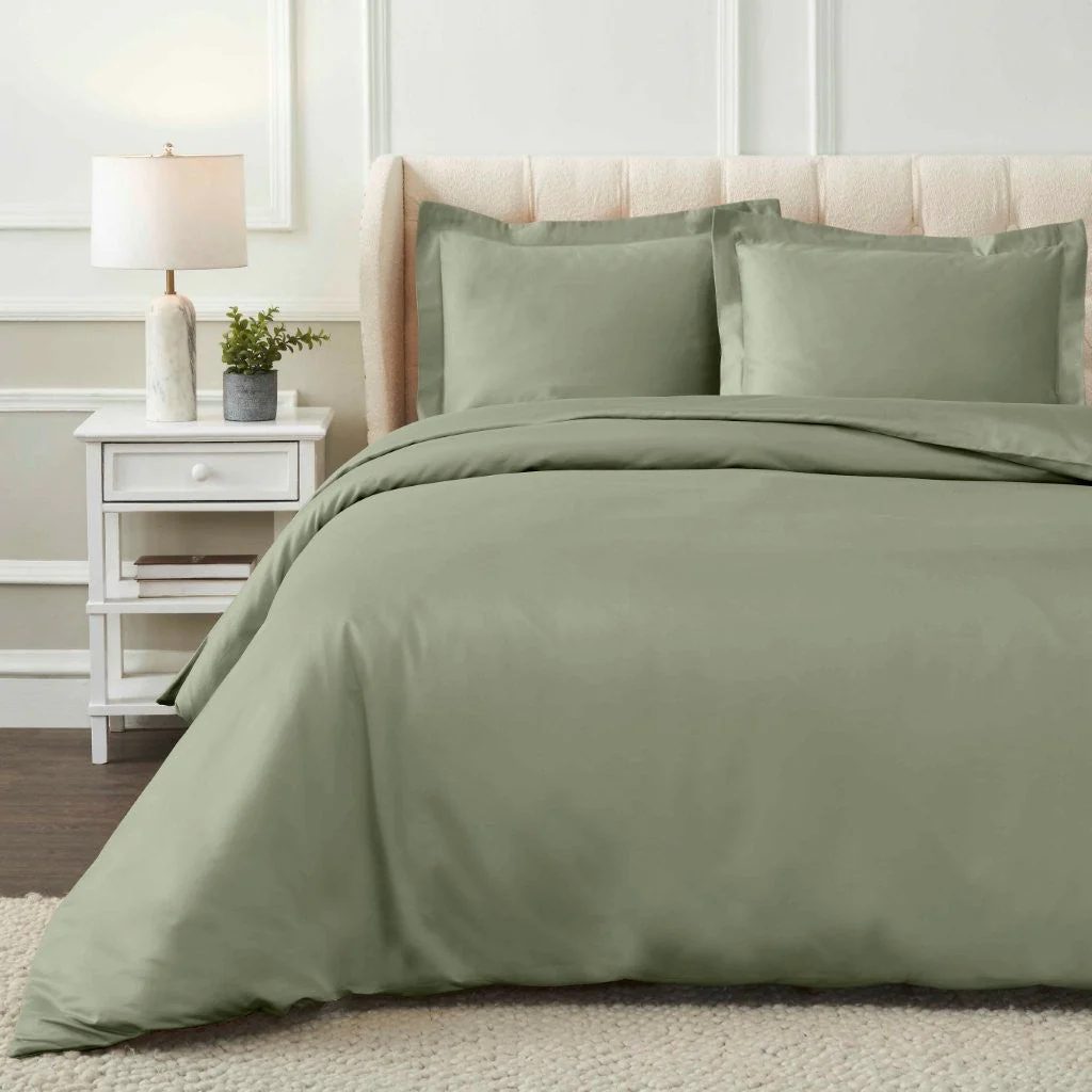 1200 Thread Count Egyptian Cotton Solid Duvet Cover Set - Image 4