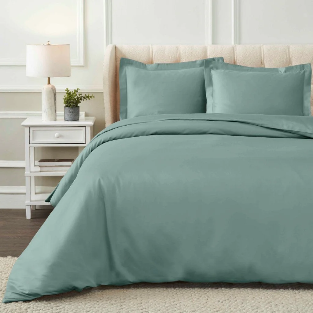 1200 Thread Count Egyptian Cotton Solid Duvet Cover Set - Image 6