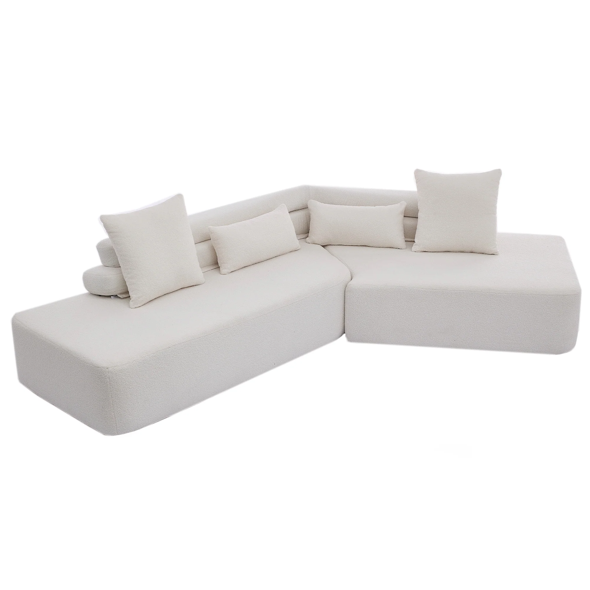 128" Minimalist Cloud Sectional Couch in Beige - Image 17