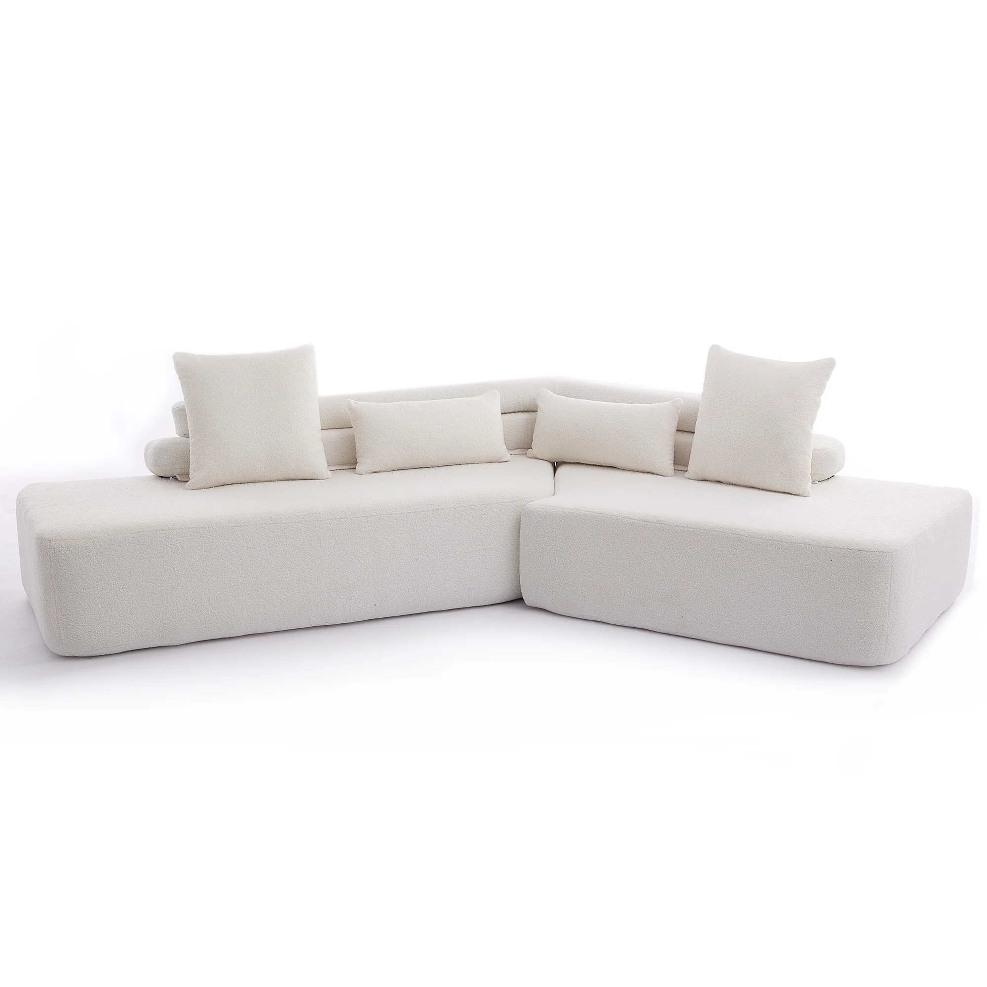 128" Minimalist Cloud Sectional Couch in Beige - Image 18