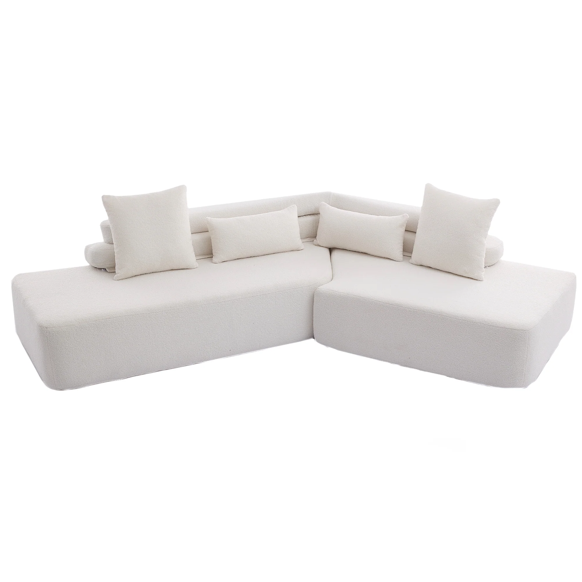 128" Minimalist Cloud Sectional Couch in Beige - Image 19