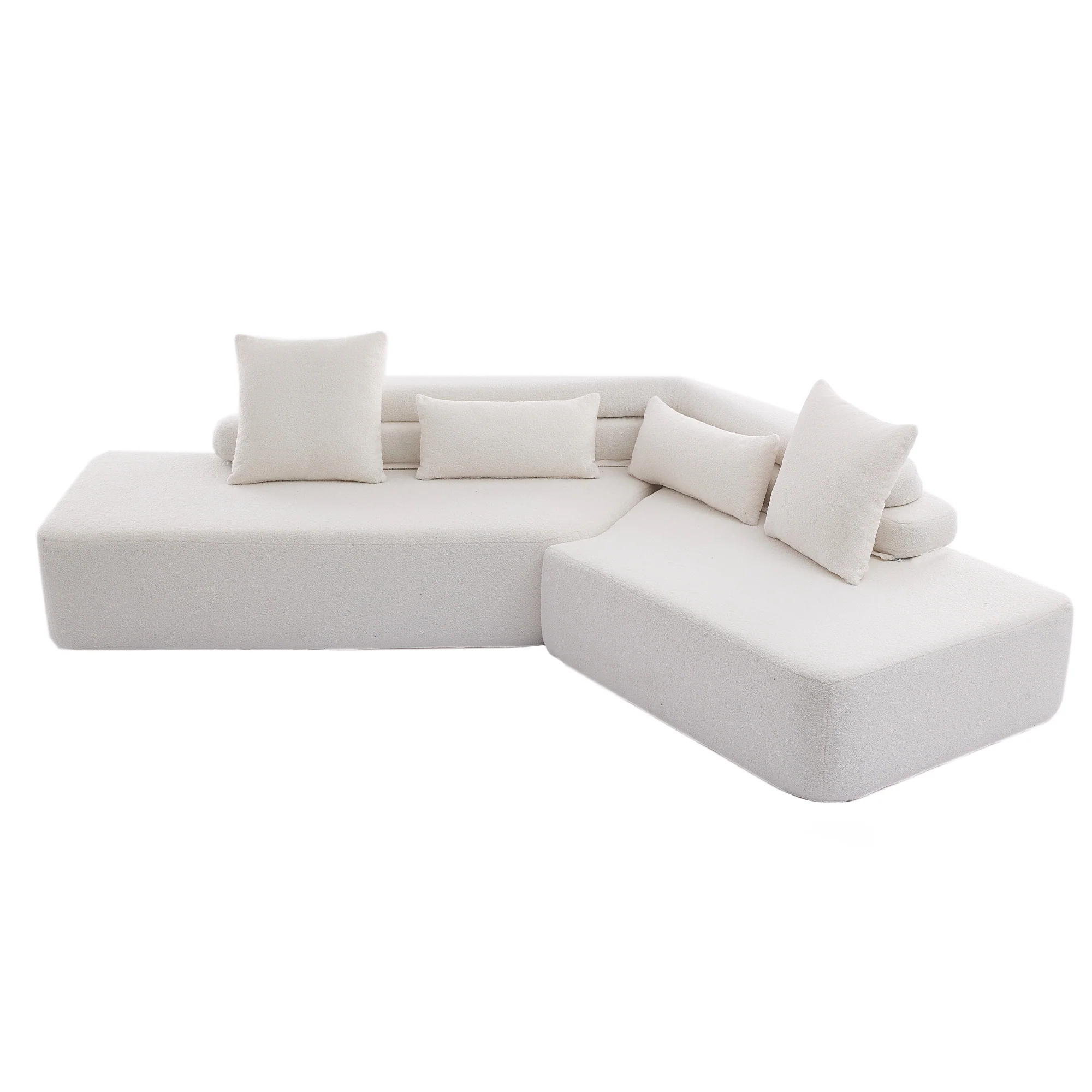 128" Minimalist Cloud Sectional Couch in Beige - Image 21