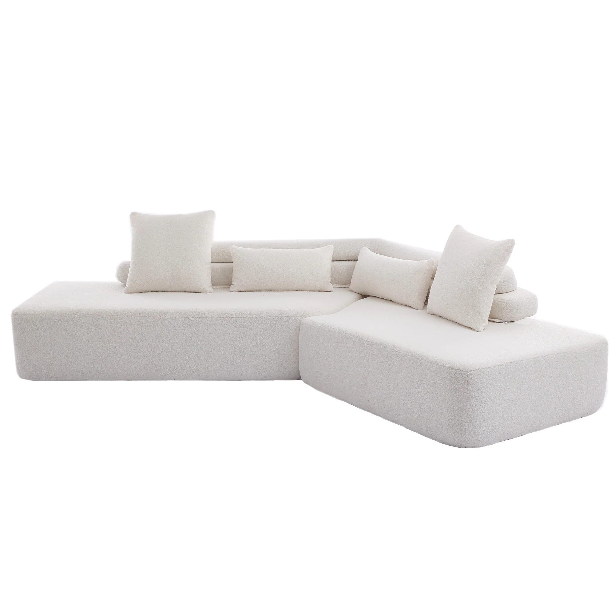 128" Minimalist Cloud Sectional Couch in Beige - Image 22
