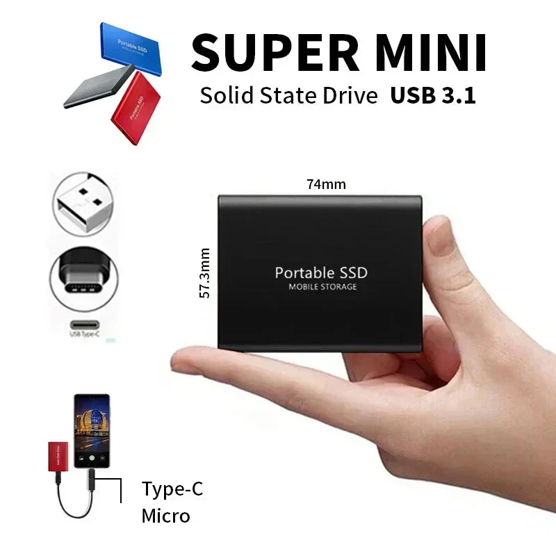 128TB External SSD USB 3.1 & USB-C Portable Solid State Drive - Image 4