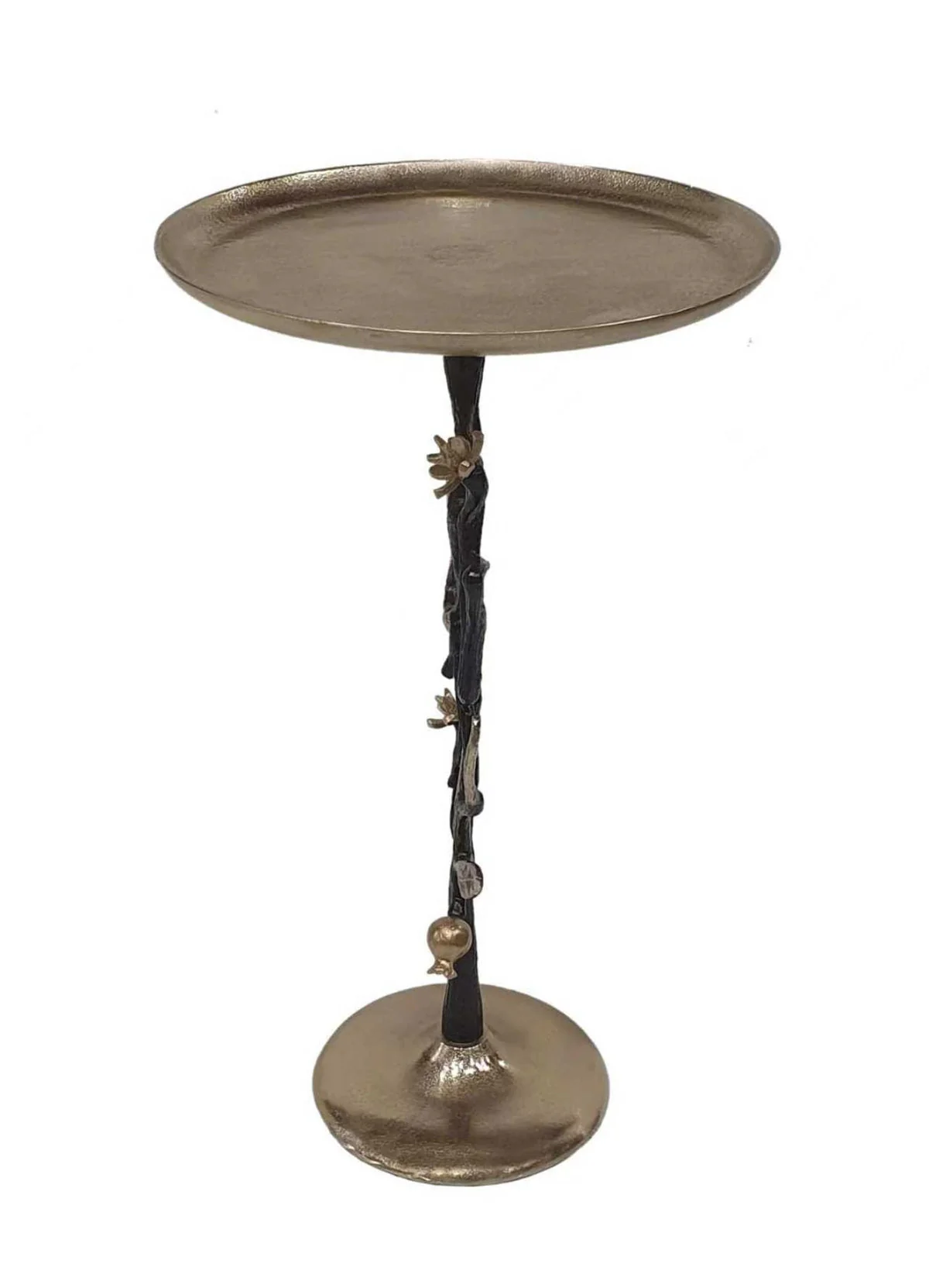 13.8x13.8x24 Black and Gold Aluminum Side Table with Pomegranate Design - Image 4
