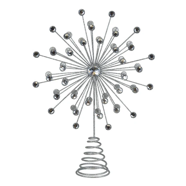 13" Silver Crystal Burst Tree Topper - Image 2