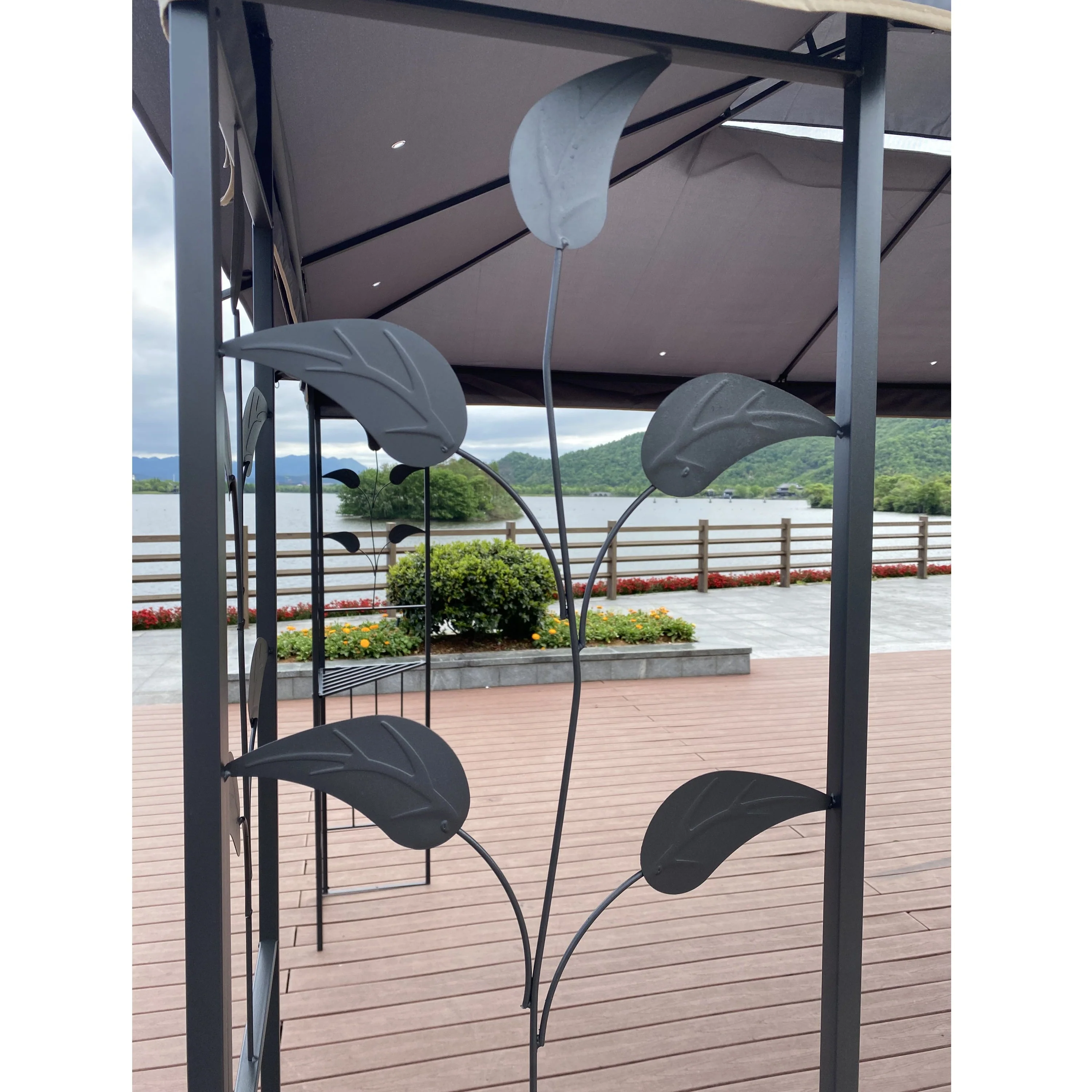 13 x 10 ft Patio Gazebo Tent with Ventilated Double Roof and Mosquito Net - Image 6