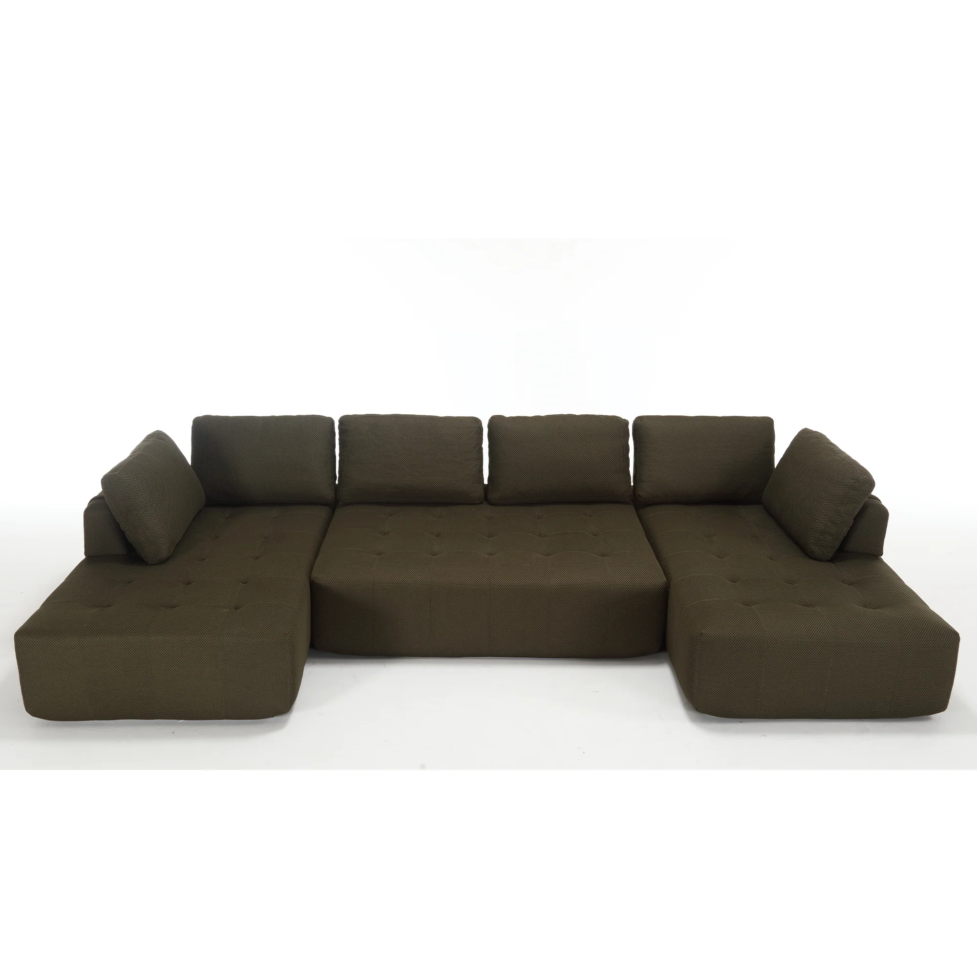 138.5" Modular Combination U-Shaped Sofa in Green - Image 11