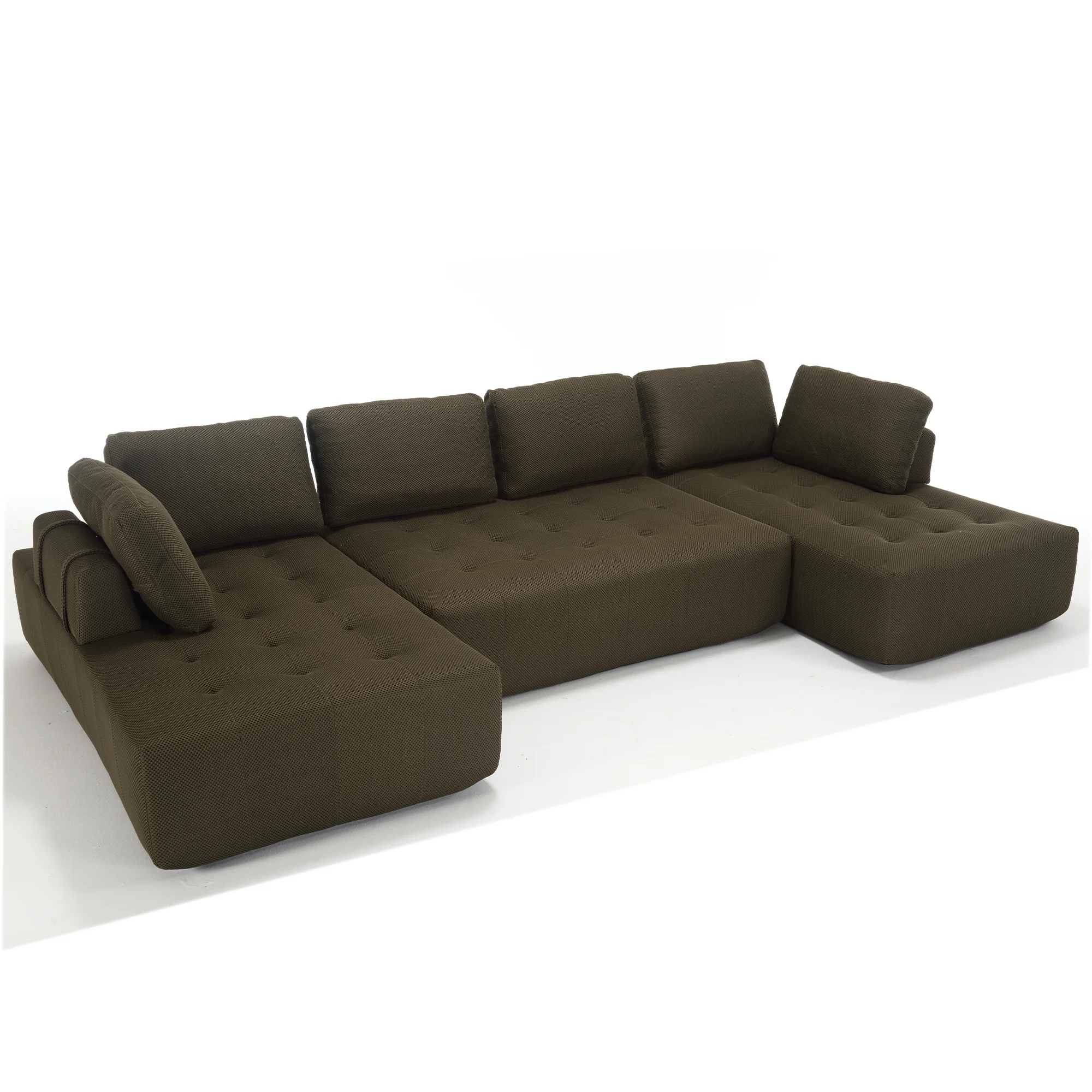138.5" Modular Combination U-Shaped Sofa in Green - Image 16