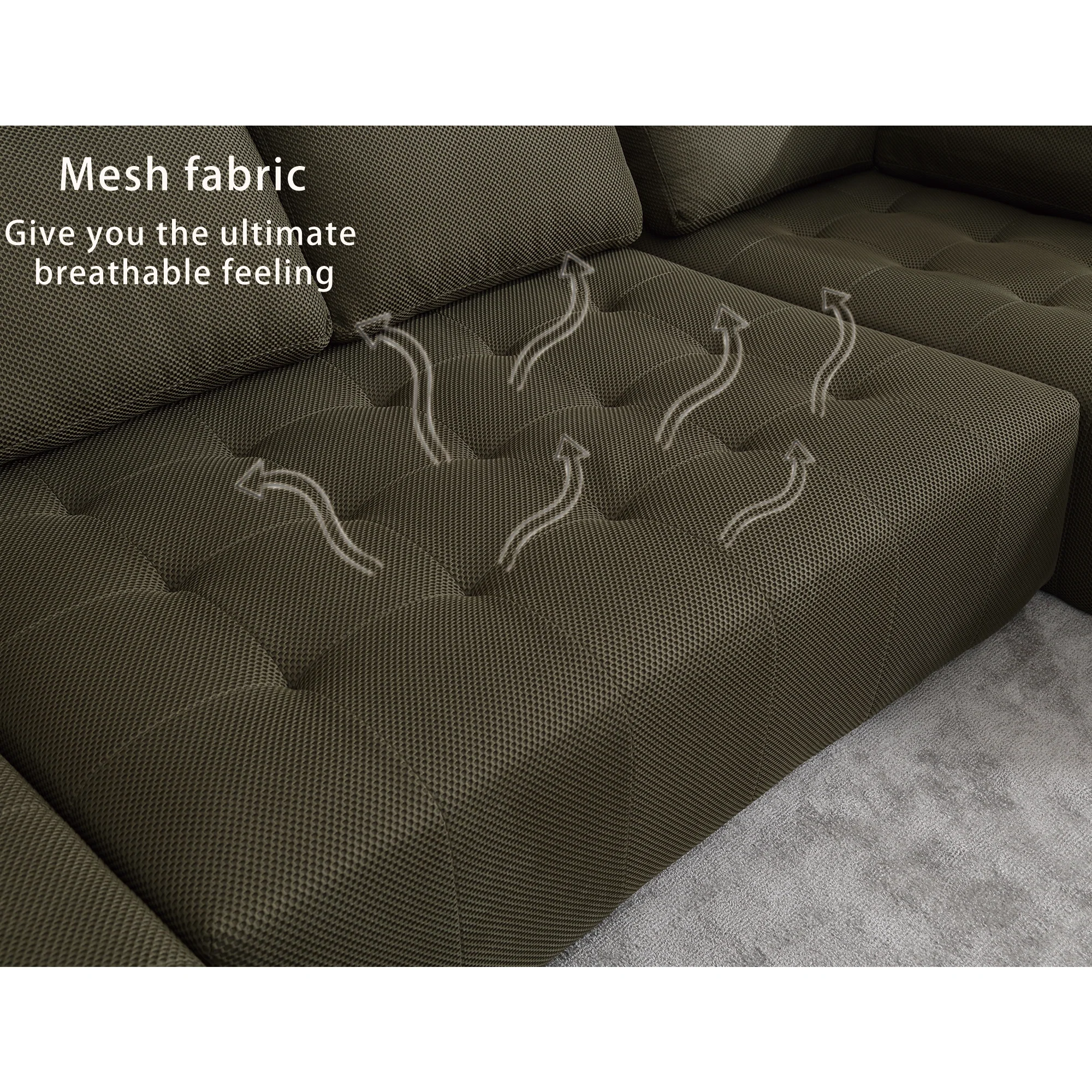 138.5" Modular Combination U-Shaped Sofa in Green - Image 7