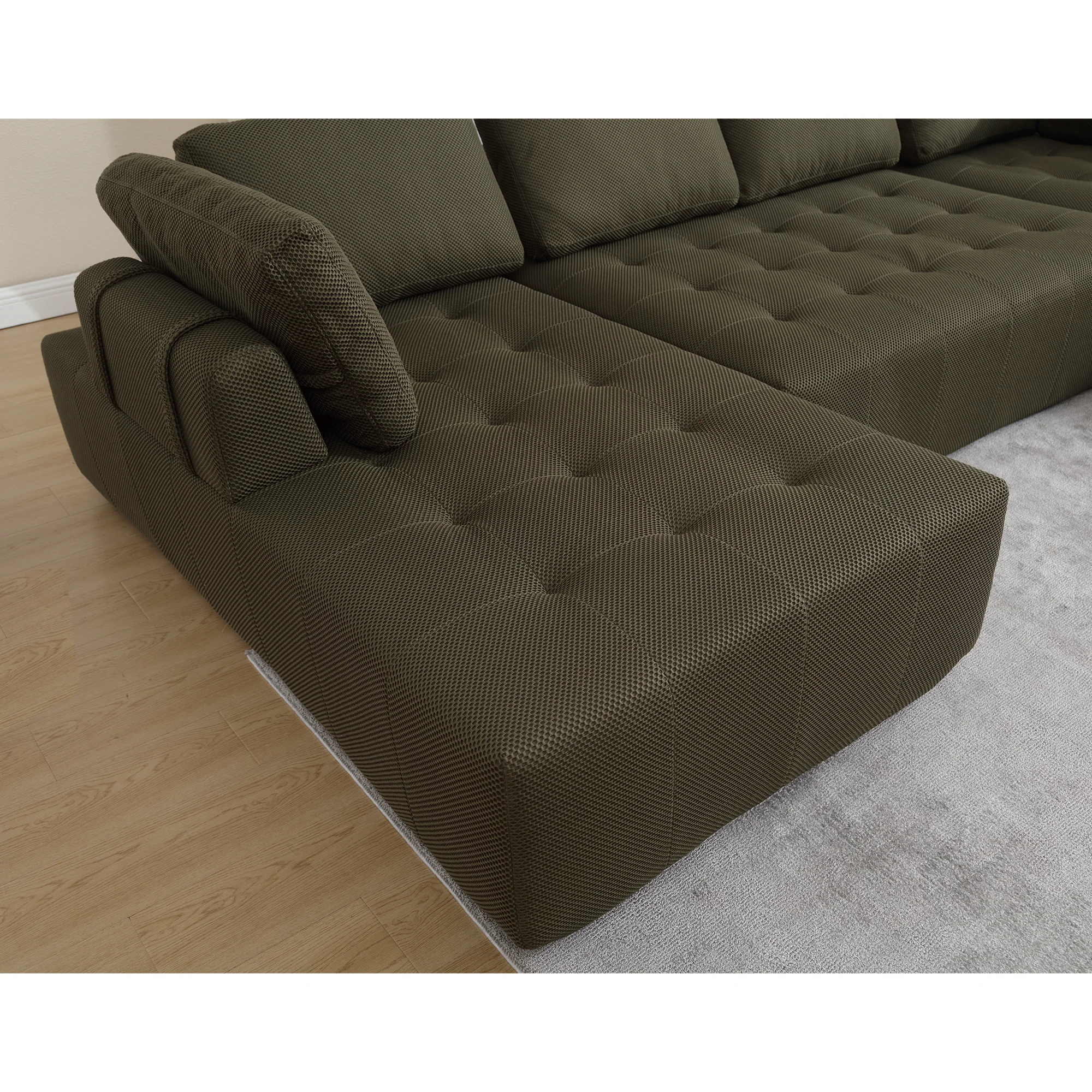 138.5" Modular Combination U-Shaped Sofa in Green - Image 9