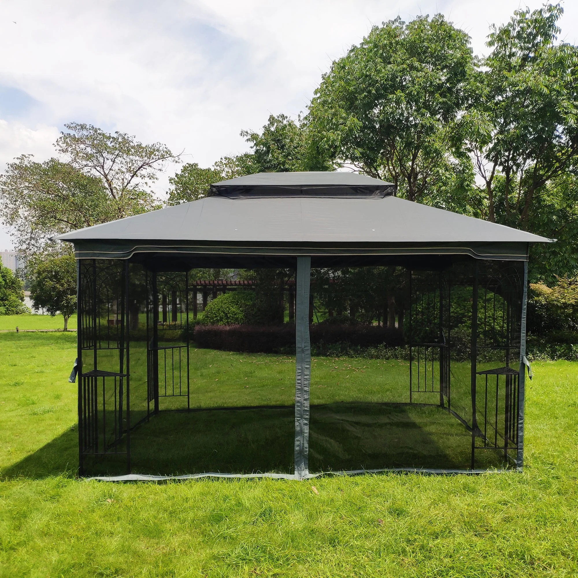 13x10 Outdoor Patio Gazebo Canopy Tent with Ventilated Double Roof and Mosquito Net - Image 14