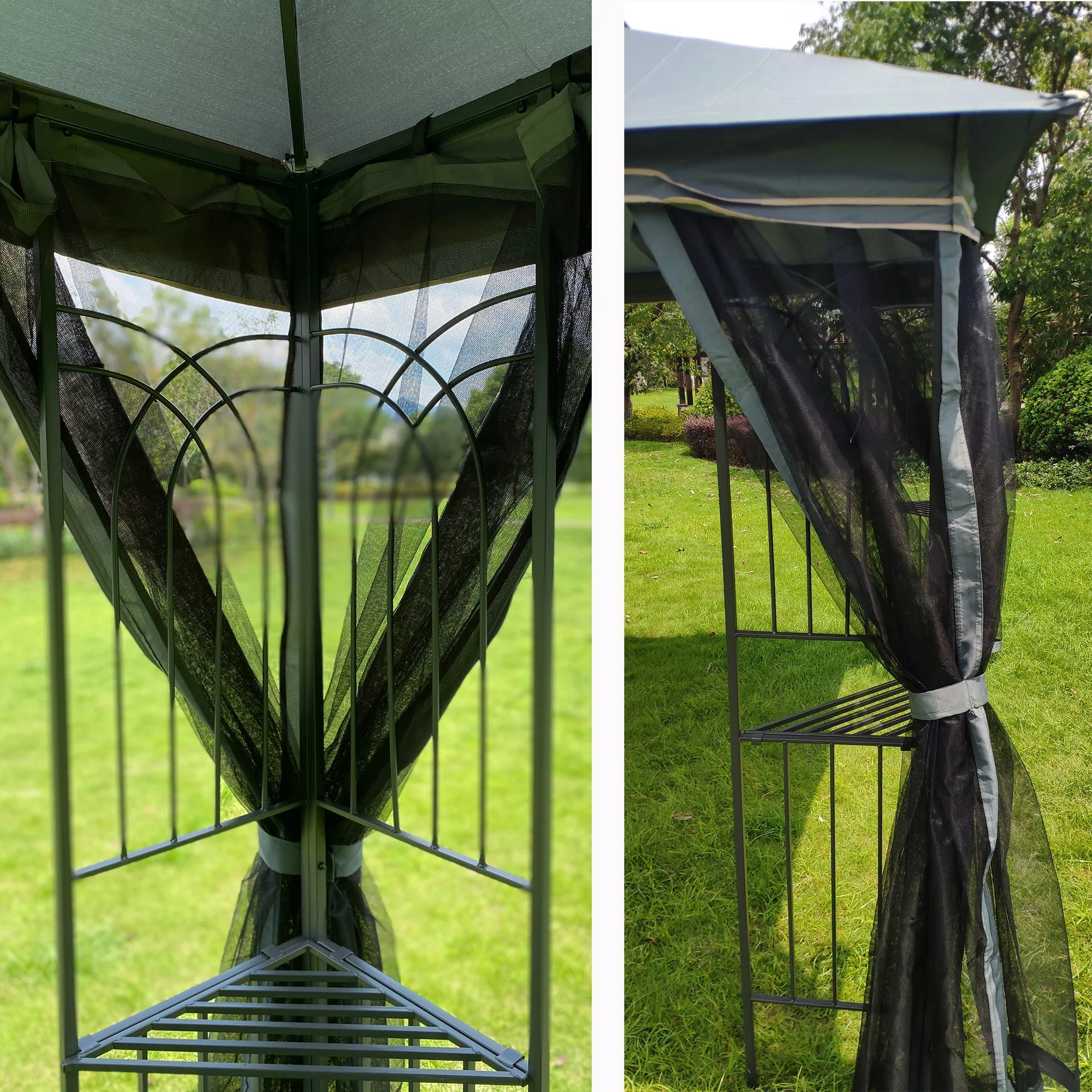 13x10 Outdoor Patio Gazebo Canopy Tent with Ventilated Double Roof and Mosquito Net - Image 4