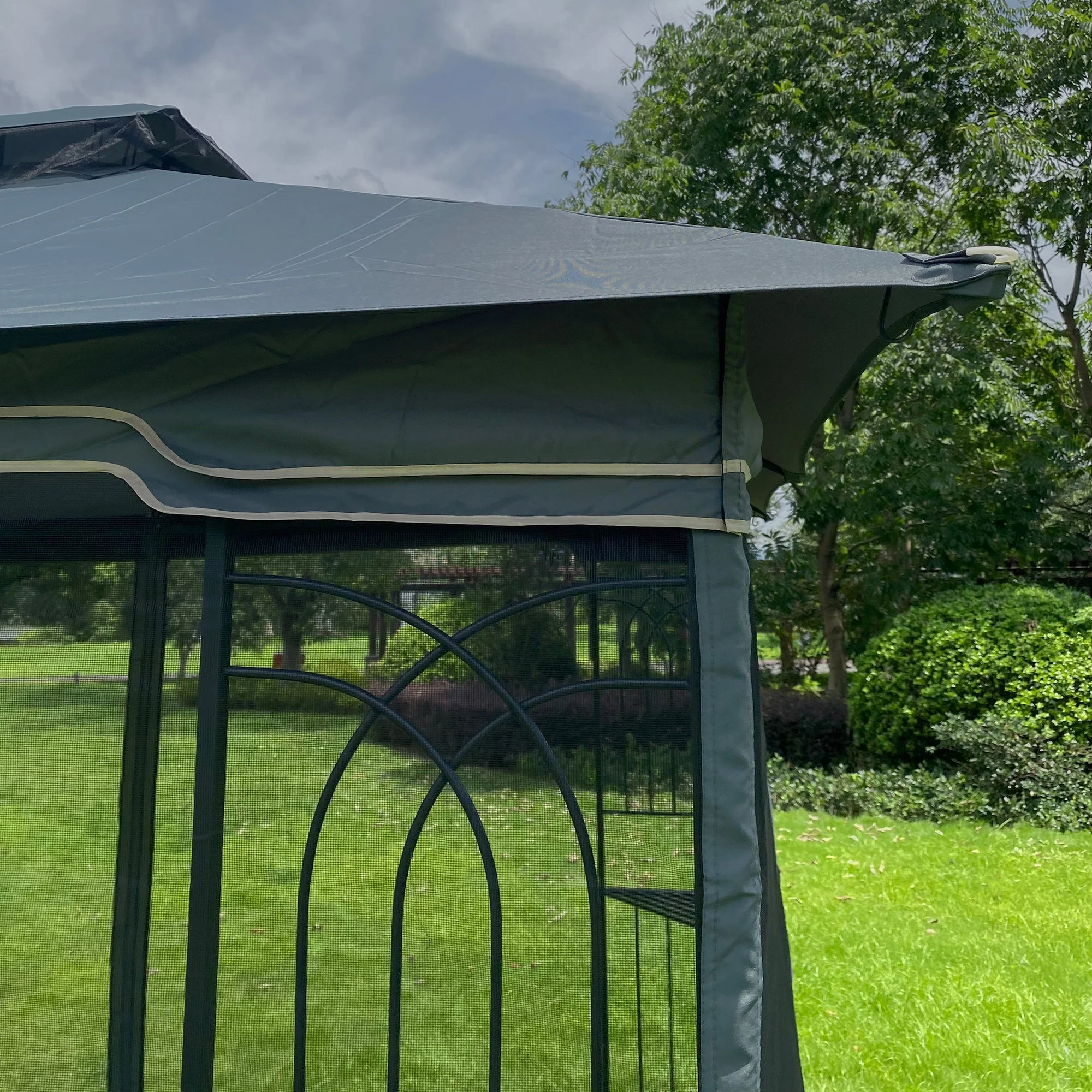13x10 Outdoor Patio Gazebo Canopy Tent with Ventilated Double Roof and Mosquito Net - Image 6