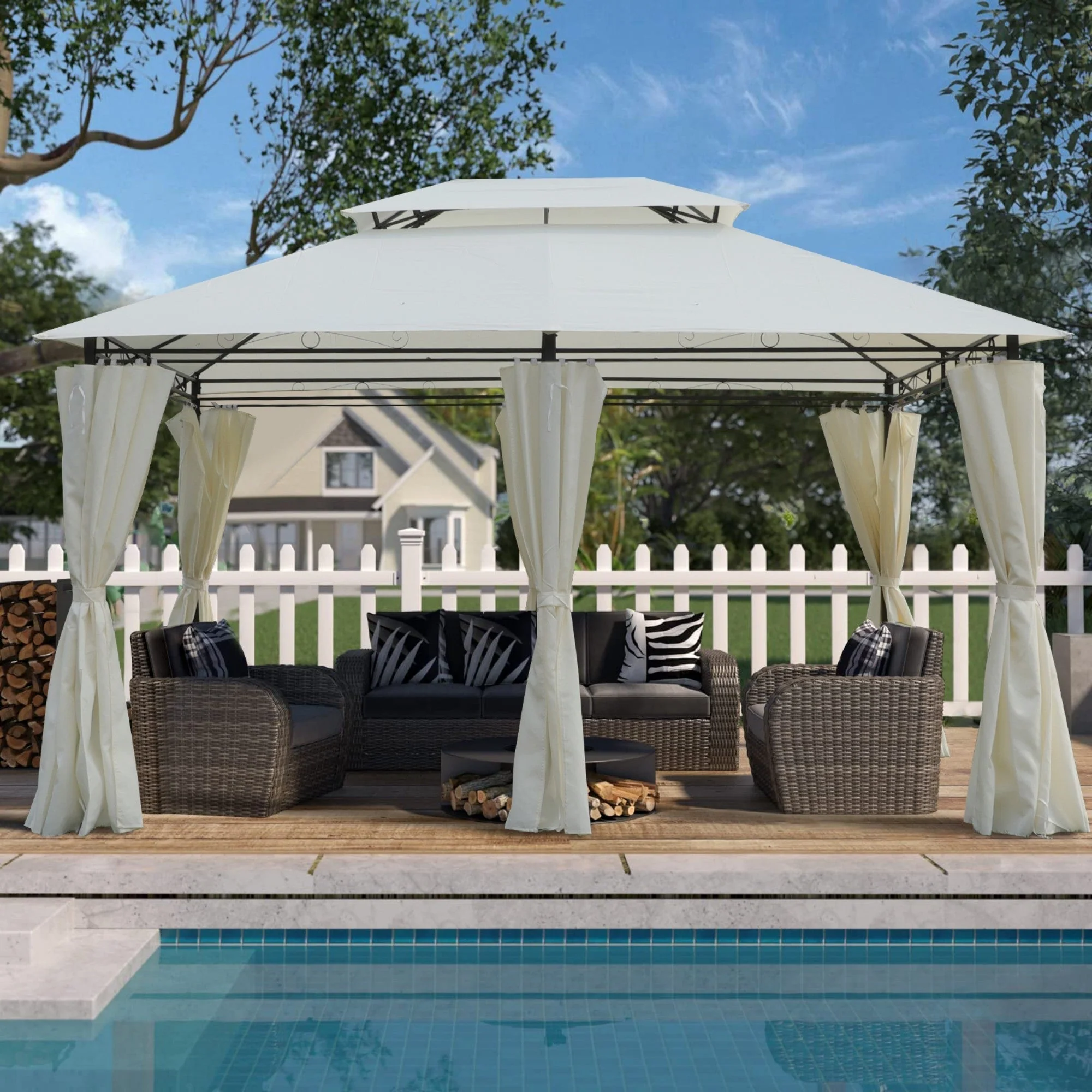 13x10 Outdoor Patio Gazebo Tent with Ventilated Double Roof and Sidewalls - Image 13