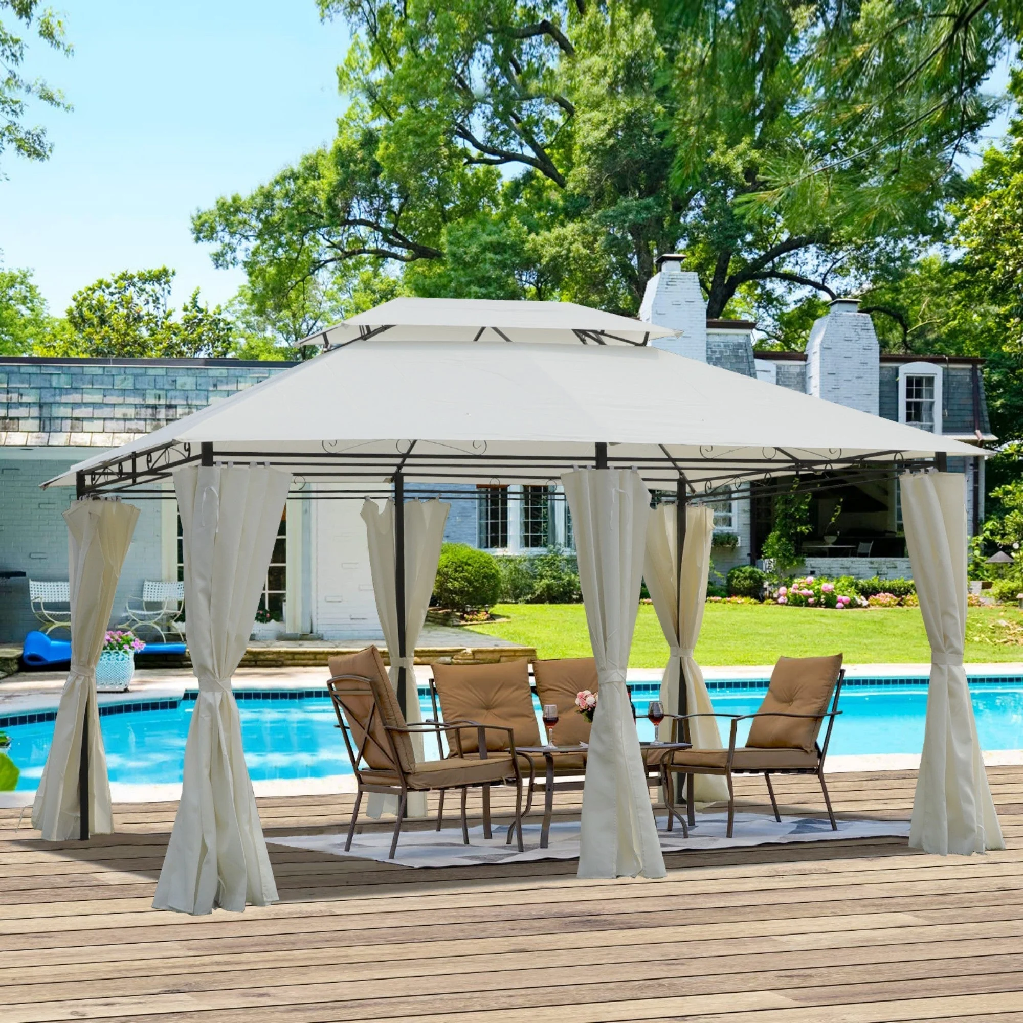 13x10 Outdoor Patio Gazebo Tent with Ventilated Double Roof and Sidewalls - Image 14