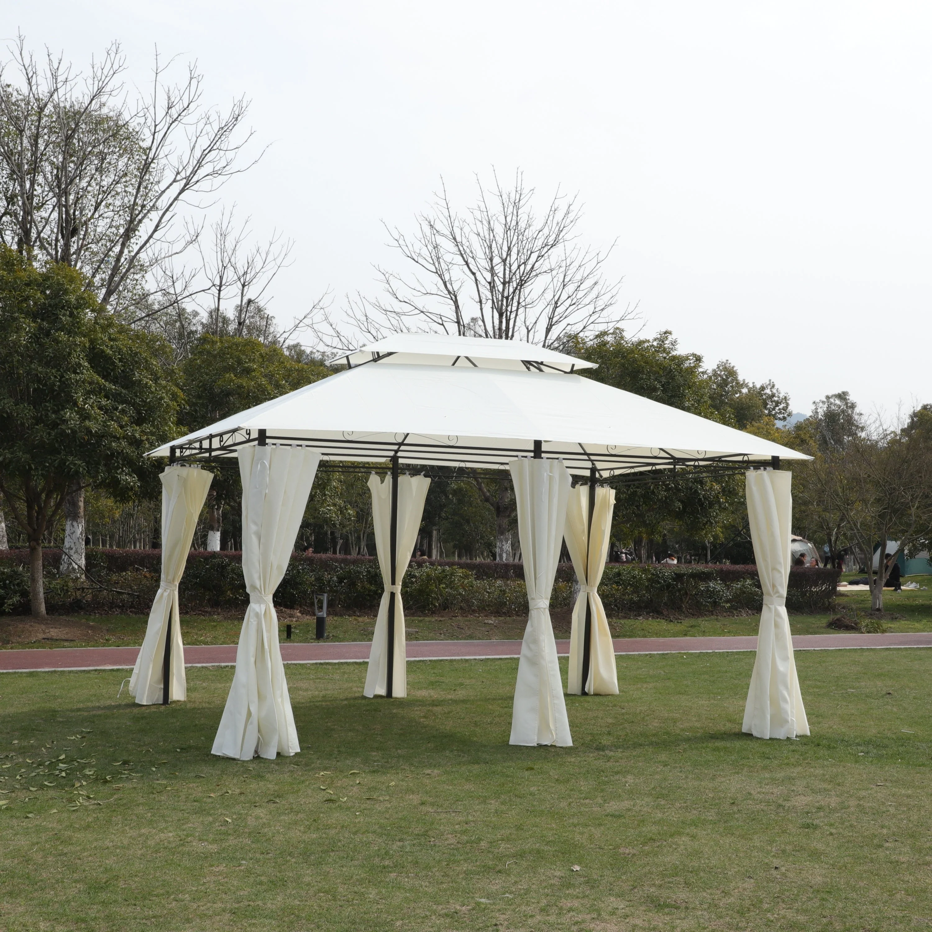 13x10 Outdoor Patio Gazebo Tent with Ventilated Double Roof and Sidewalls - Image 4