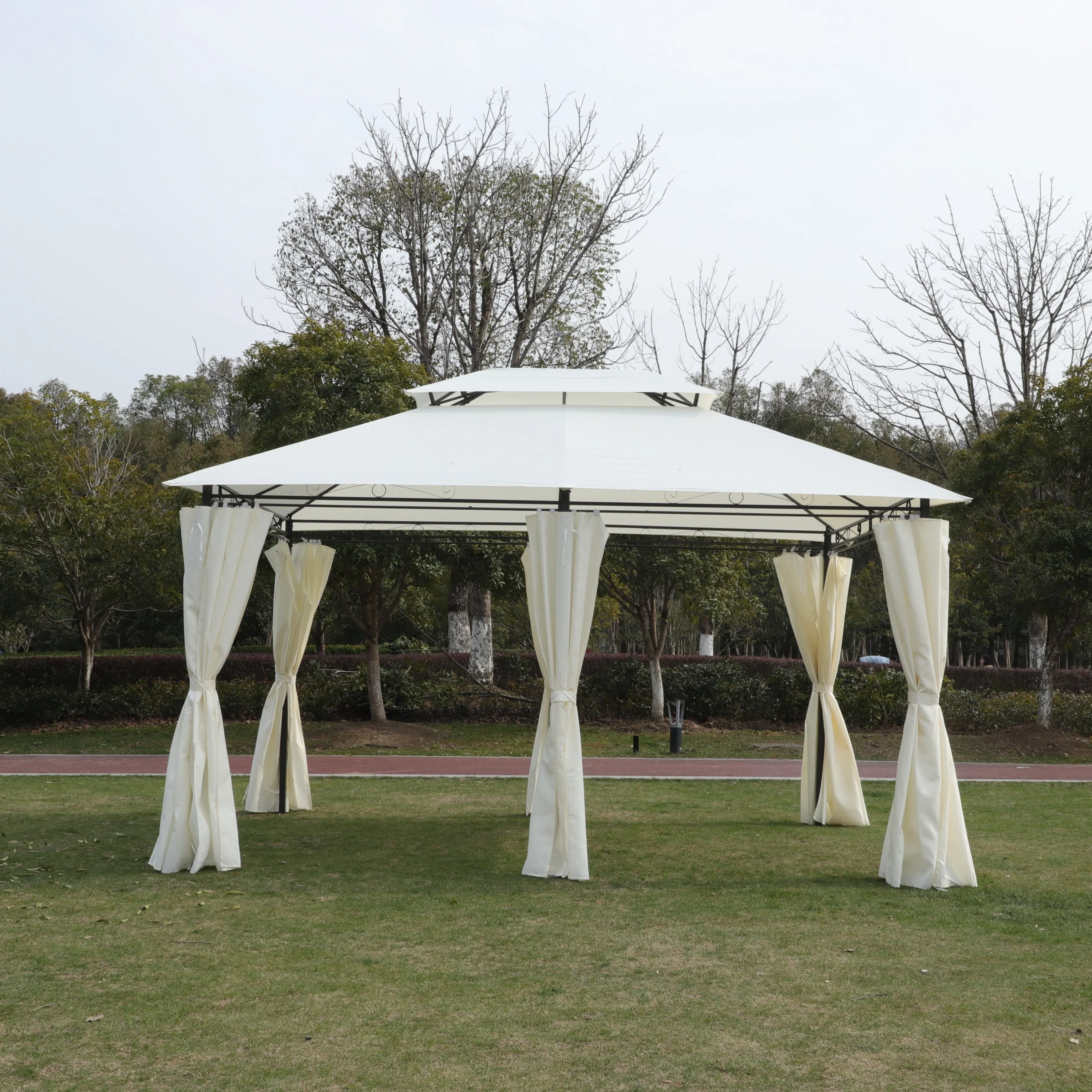 13x10 Outdoor Patio Gazebo Tent with Ventilated Double Roof and Sidewalls - Image 6