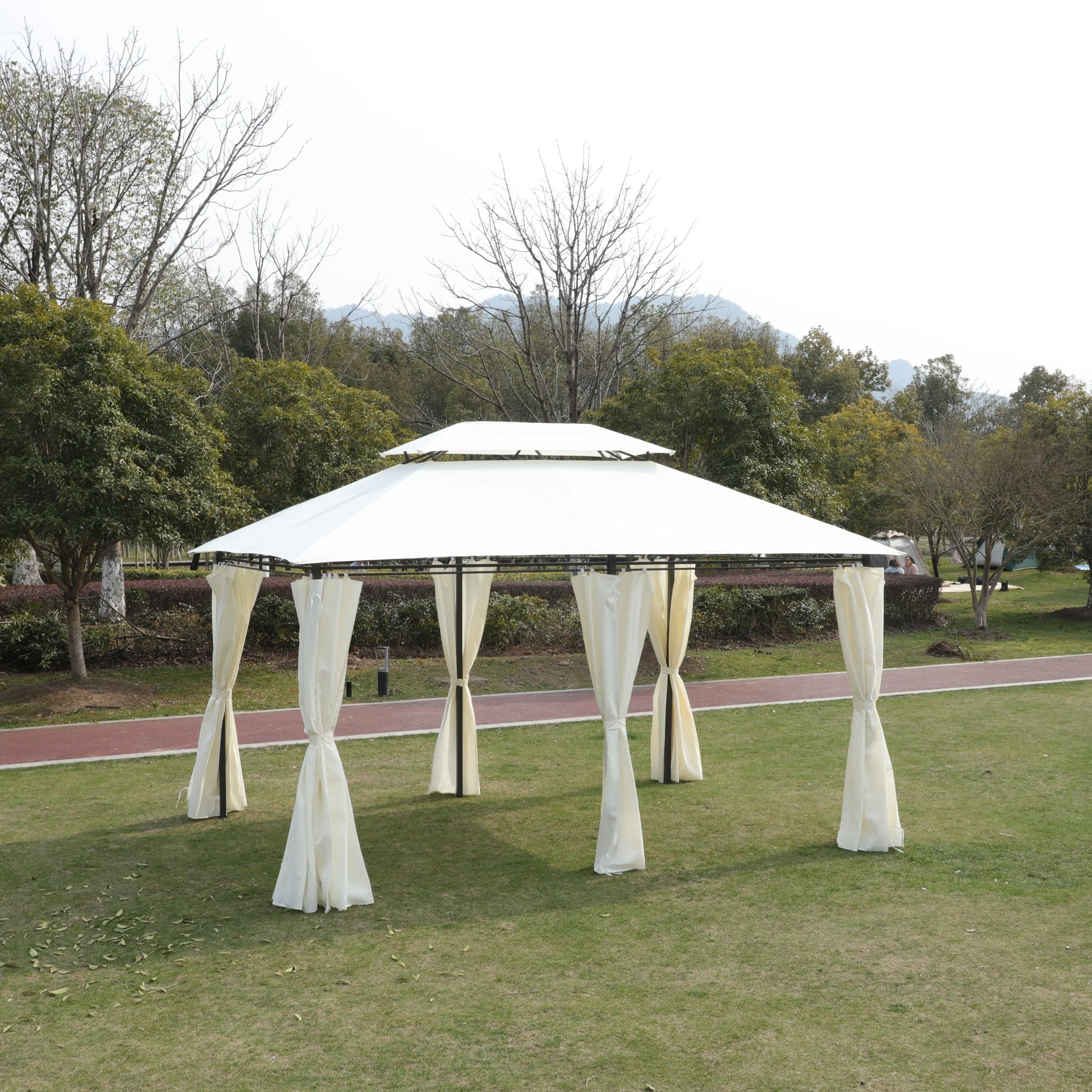 13x10 Outdoor Patio Gazebo Tent with Ventilated Double Roof and Sidewalls - Image 7