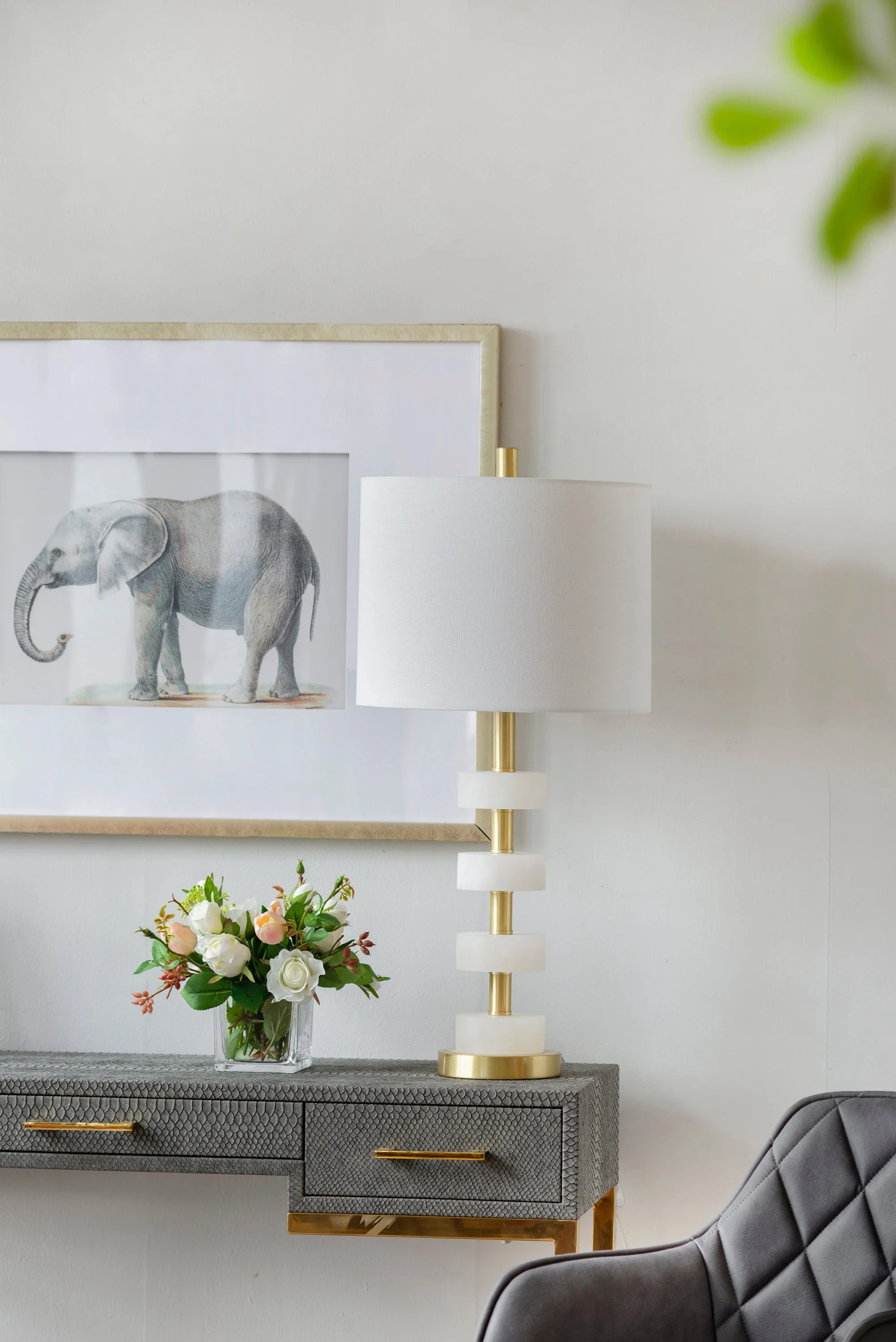 13x13x26 Marble Table Lamp - Image 9