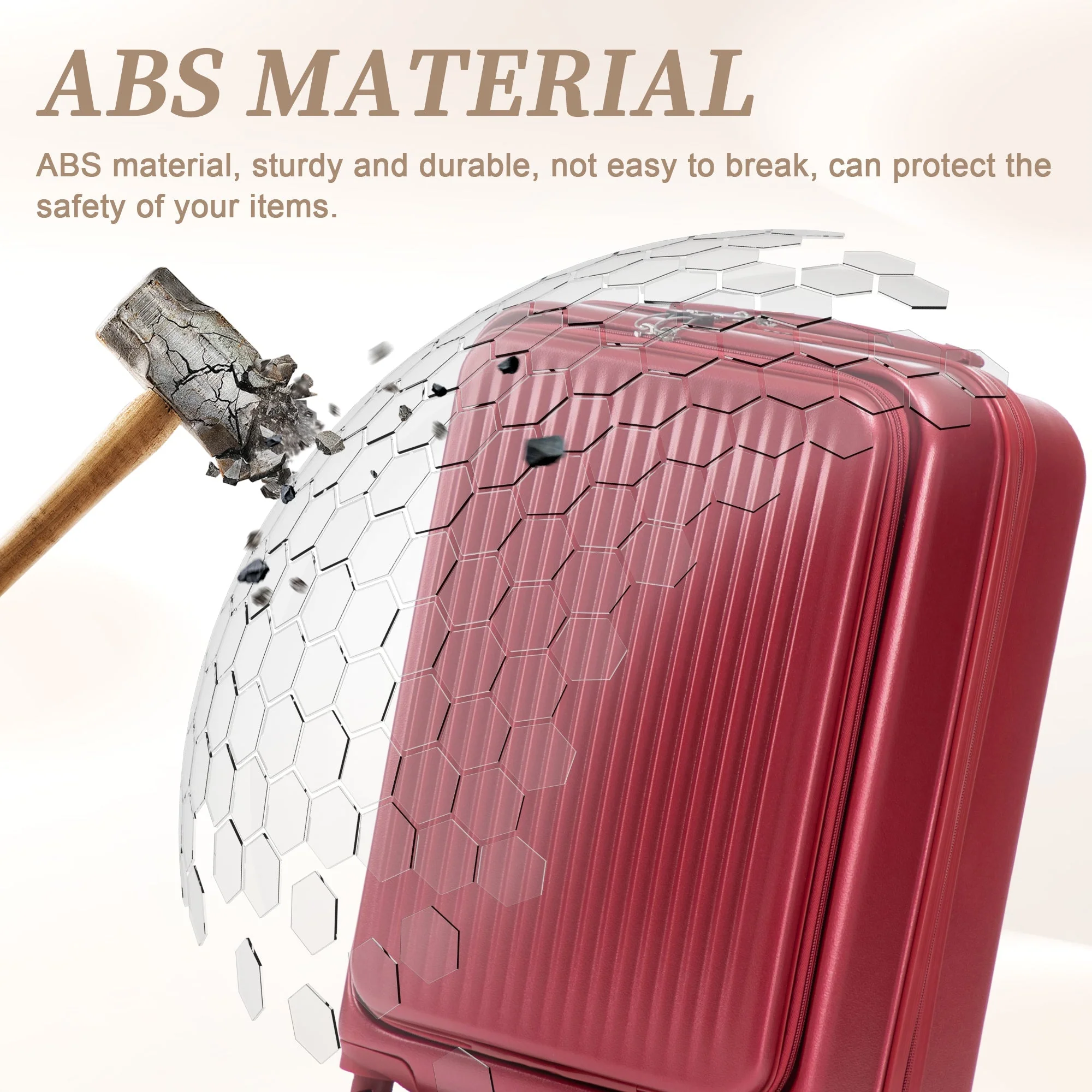 14'/20' 2 pcs ABS Spinner Wheel Luggage Set with Combination Lock and Front Opening Design - Image 11