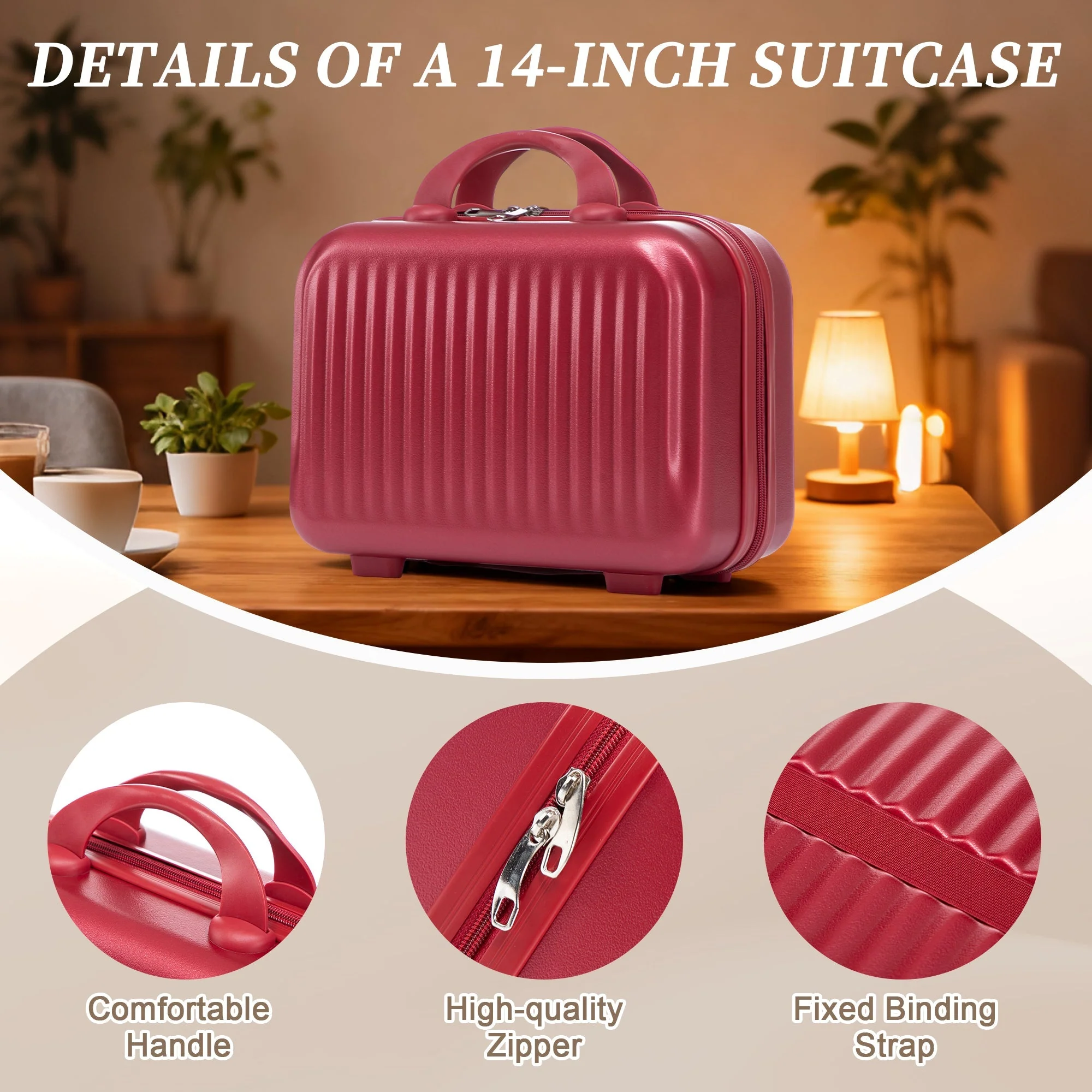 14'/20' 2 pcs ABS Spinner Wheel Luggage Set with Combination Lock and Front Opening Design - Image 9