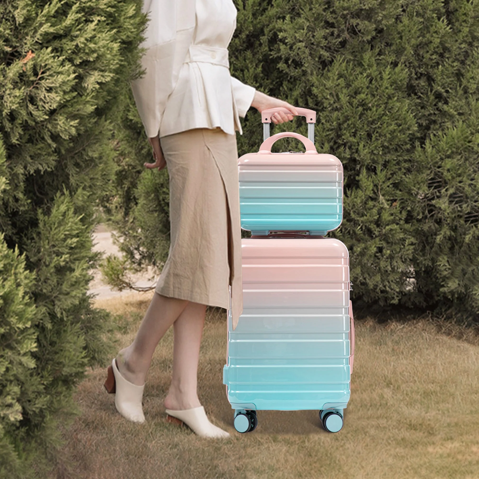 14"/20" 2-Pcs PC Spinner Wheel Carry On Luggage Set - Image 10