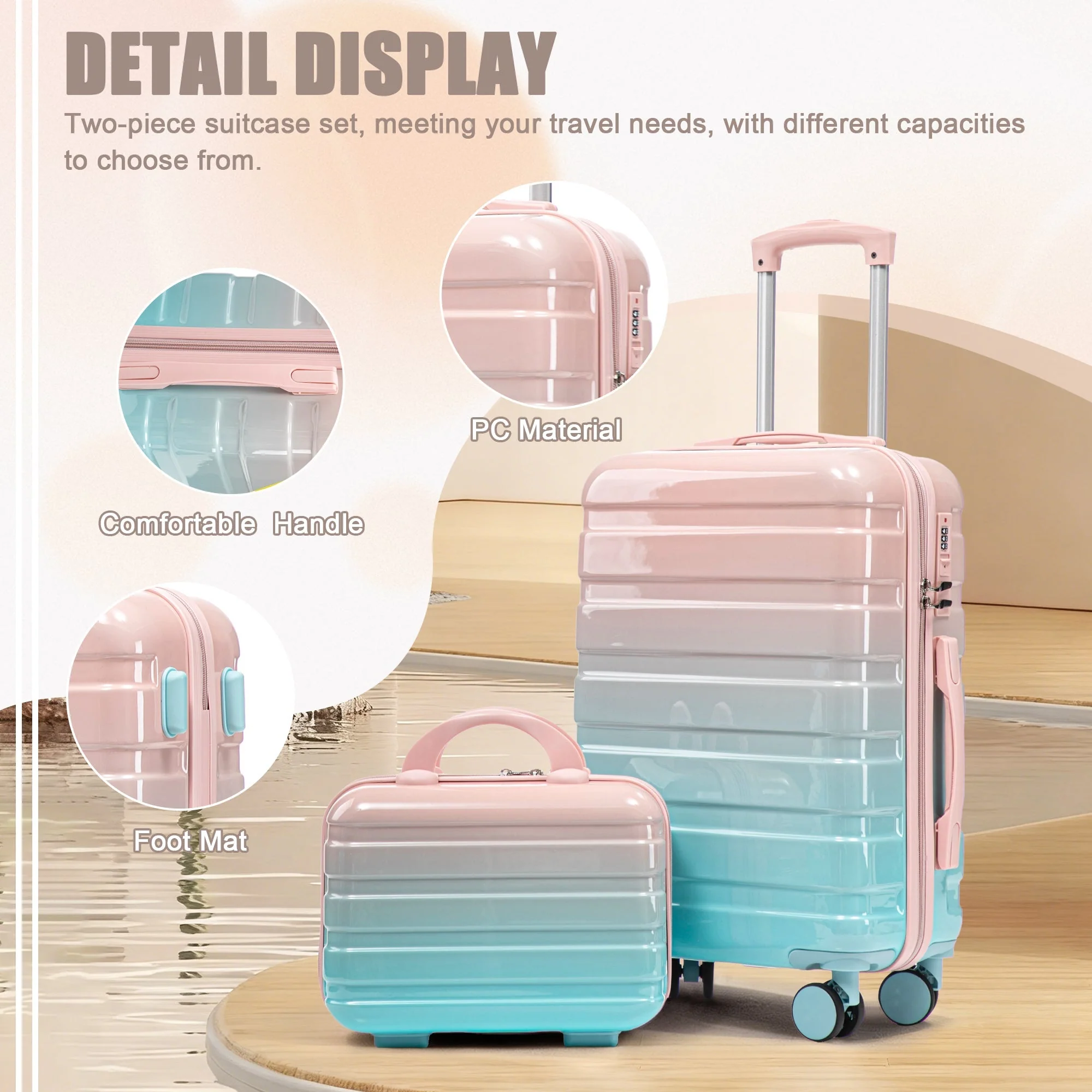 14"/20" 2-Pcs PC Spinner Wheel Carry On Luggage Set - Image 4