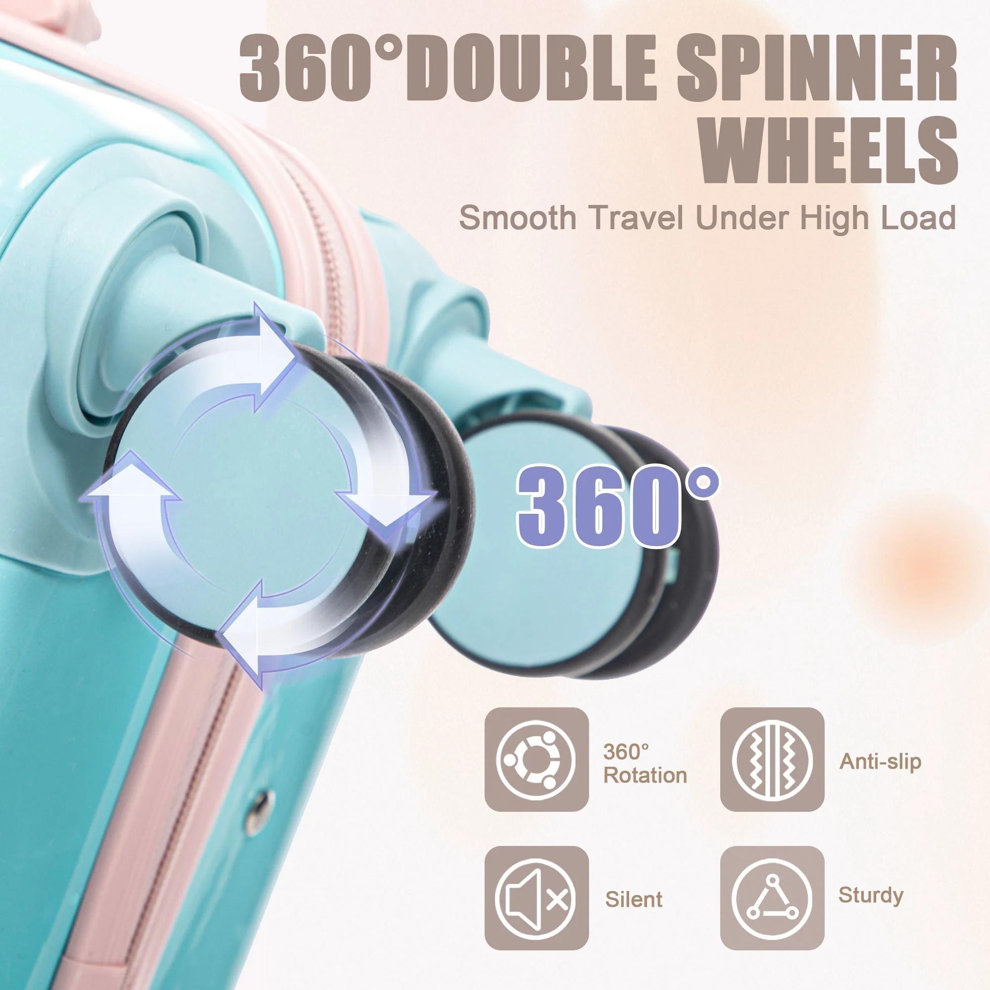 14"/20" 2-Pcs PC Spinner Wheel Carry On Luggage Set - Image 7