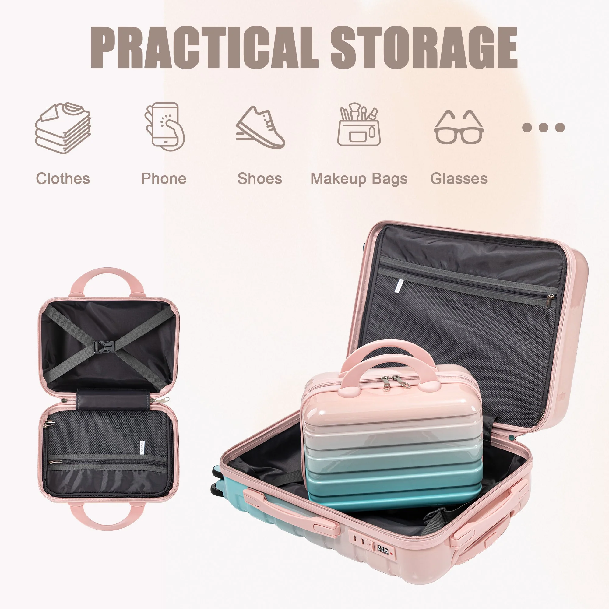 14"/20" 2-Pcs PC Spinner Wheel Carry On Luggage Set - Image 8