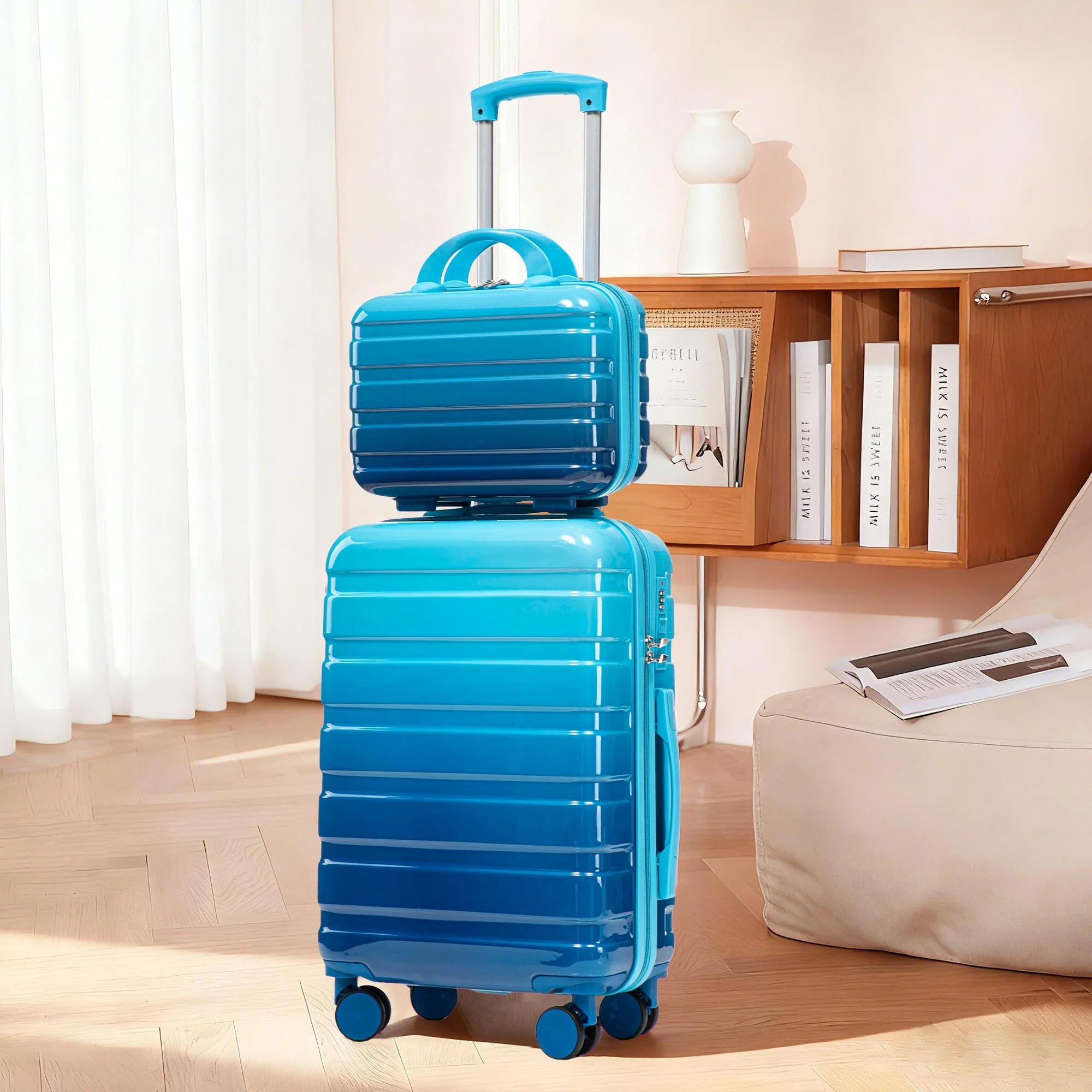 14'/20' 2-Pcs PC Spinner Wheel Luggage Set with Gradient Color and Lock - Image 10