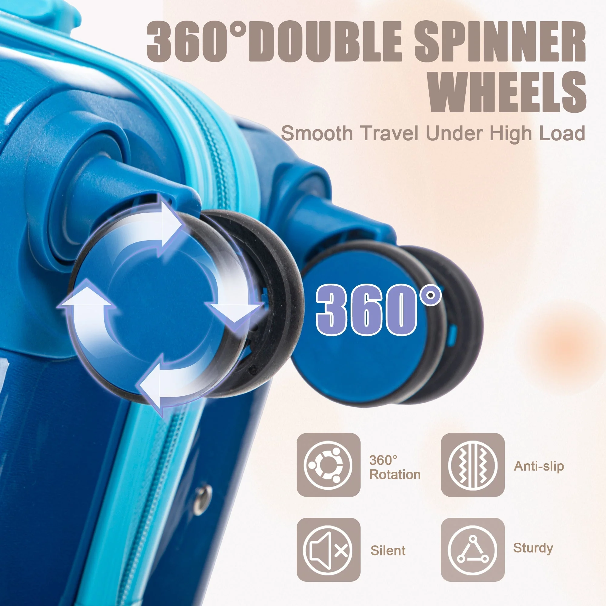 14'/20' 2-Pcs PC Spinner Wheel Luggage Set with Gradient Color and Lock - Image 7