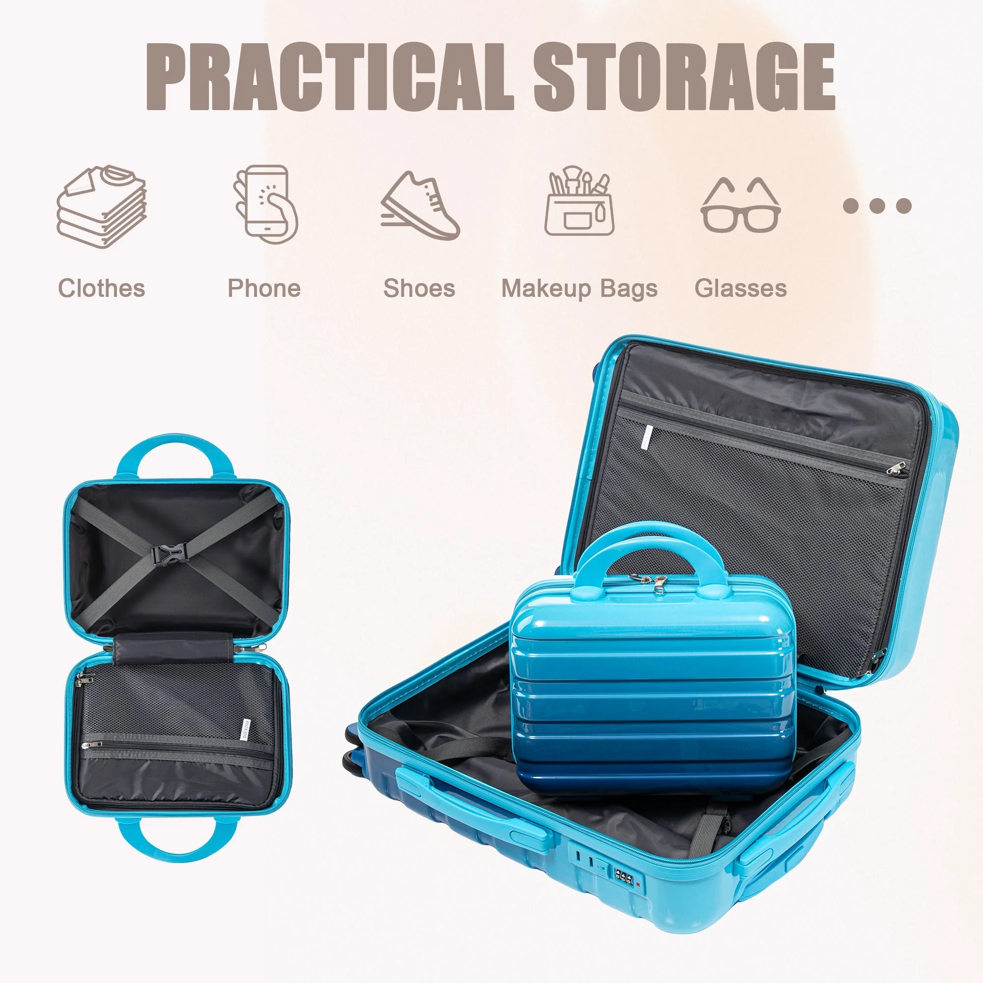 14'/20' 2-Pcs PC Spinner Wheel Luggage Set with Gradient Color and Lock - Image 8