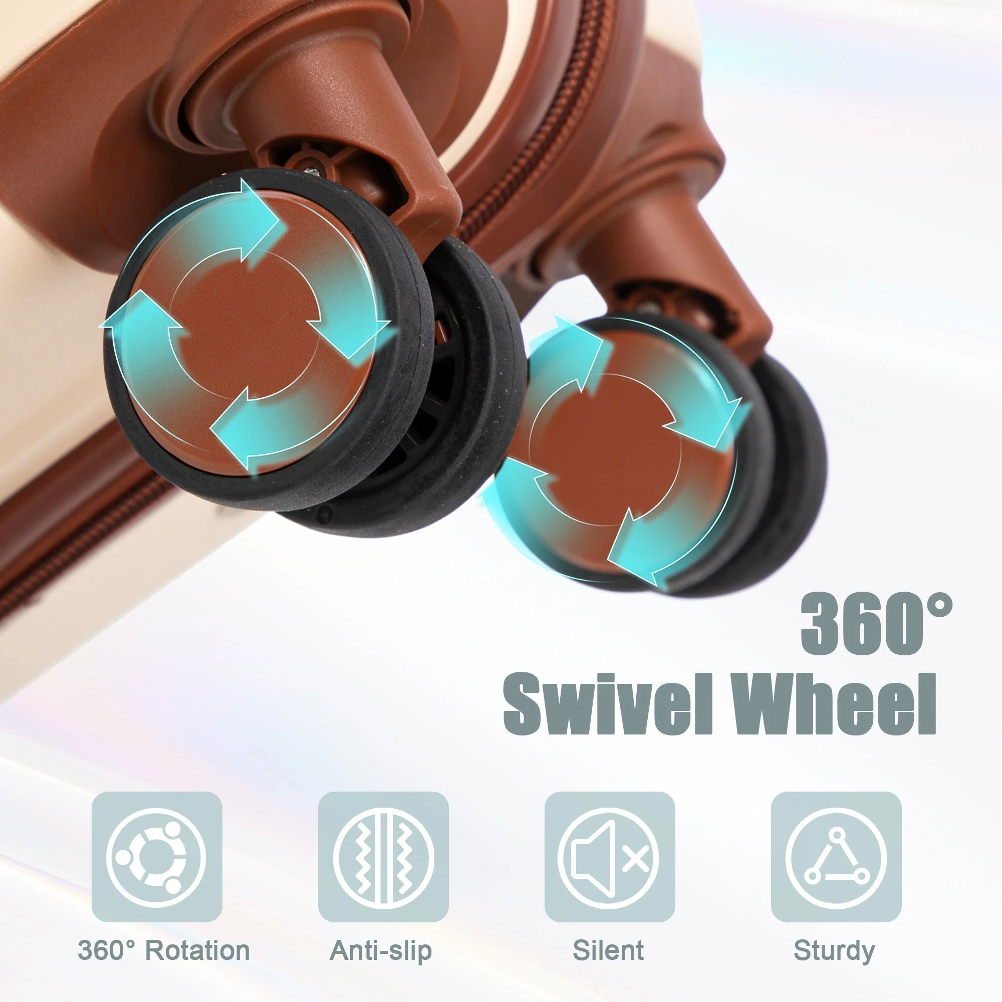 14'/20' 2-Piece ABS Spinner Wheel Luggage Set (Beige) - Image 11