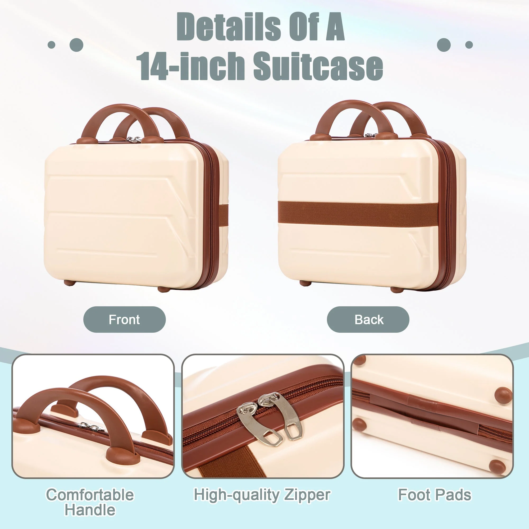 14'/20' 2-Piece ABS Spinner Wheel Luggage Set (Beige) - Image 7
