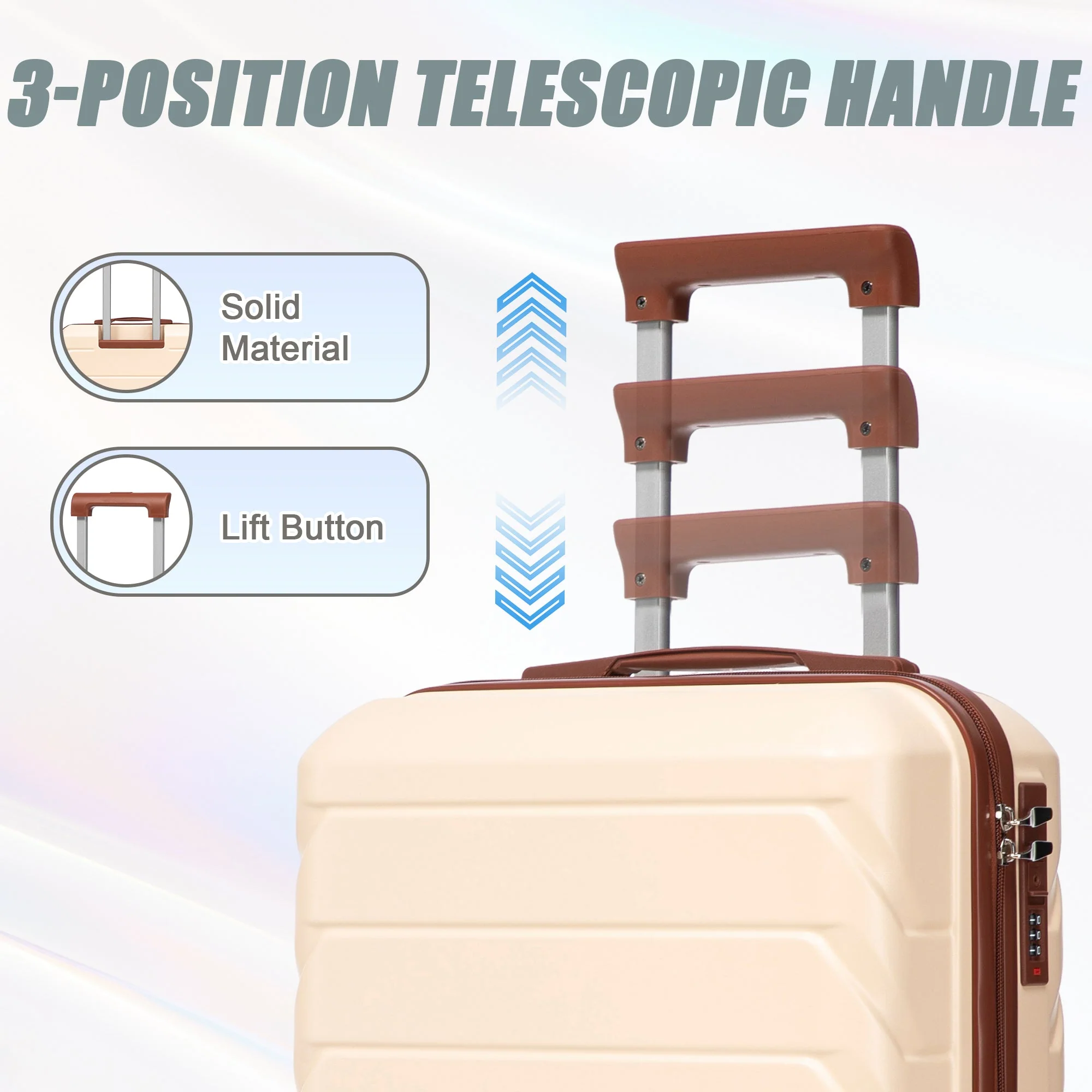 14'/20' 2-Piece ABS Spinner Wheel Luggage Set (Beige) - Image 9