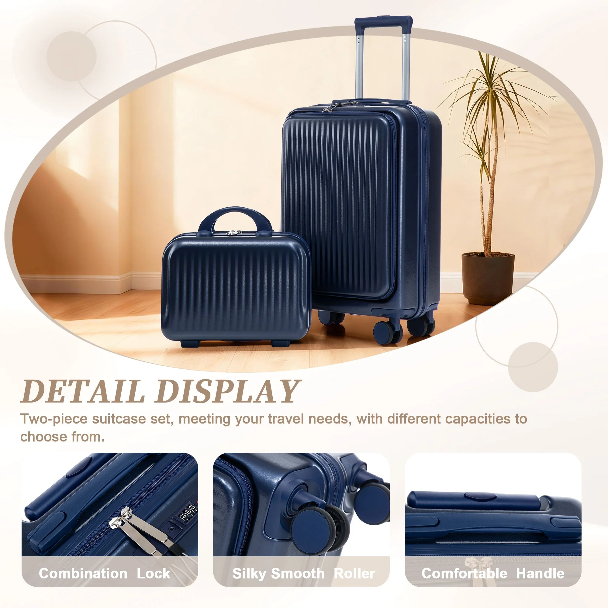 14'/20' 2-Piece ABS Spinner Wheel Luggage Set with Combination Lock - Image 10