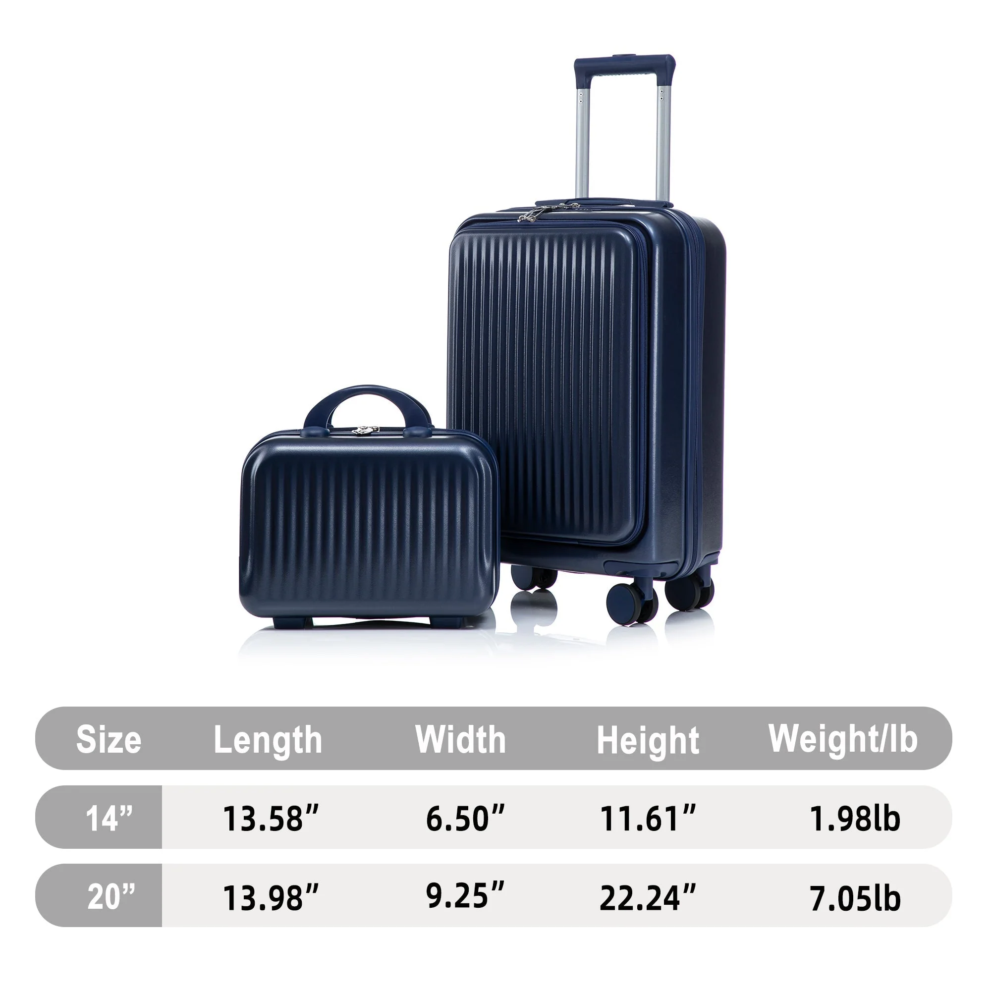 14'/20' 2-Piece ABS Spinner Wheel Luggage Set with Combination Lock - Image 5