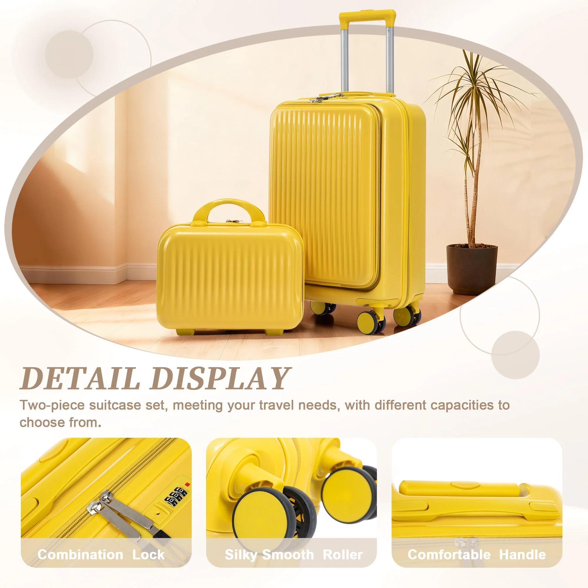 14'/20' 2-Piece ABS Spinner Wheel Luggage Set with Combination Lock - Image 10